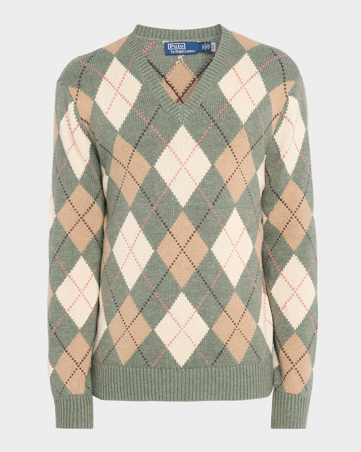 Men's Cotton Wool Argyle V-Neck Sweater