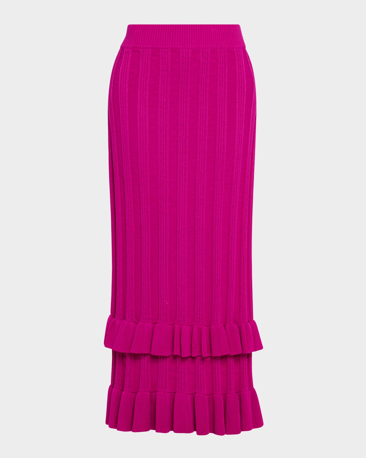 Marie Oliver Sawyer Ruffle-trim Rib Knit Maxi Skirt