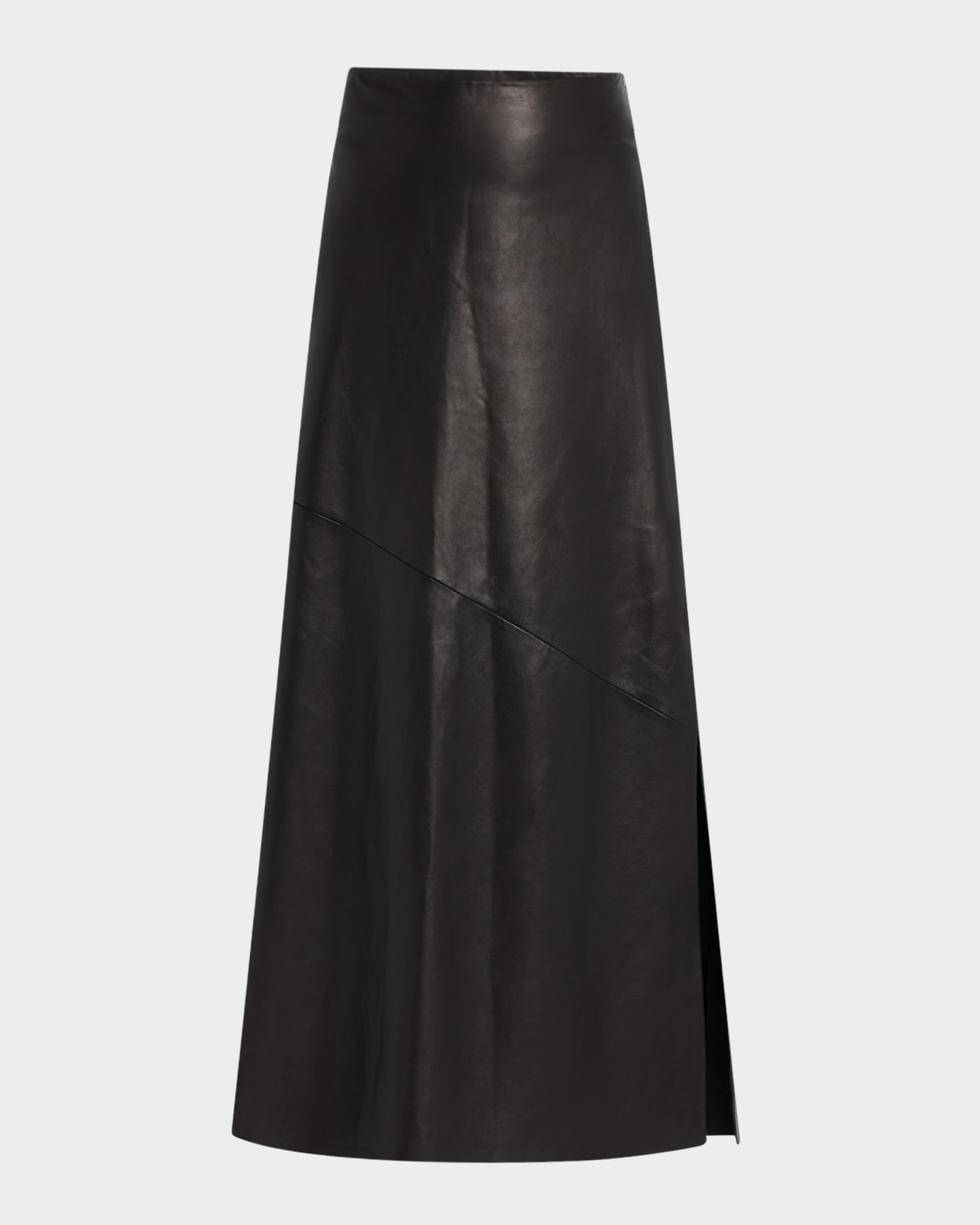 Brunello Cucinelli Fluid Glove Leather Pencil Ankle Skirt In Black