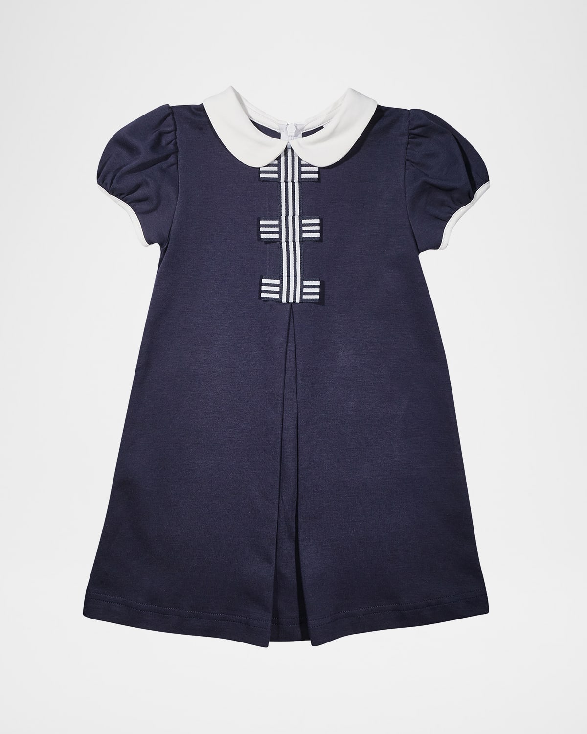 Florence Eiseman Kids' Girl's Knit Dress With Stripe Ribbon Bows In Blue