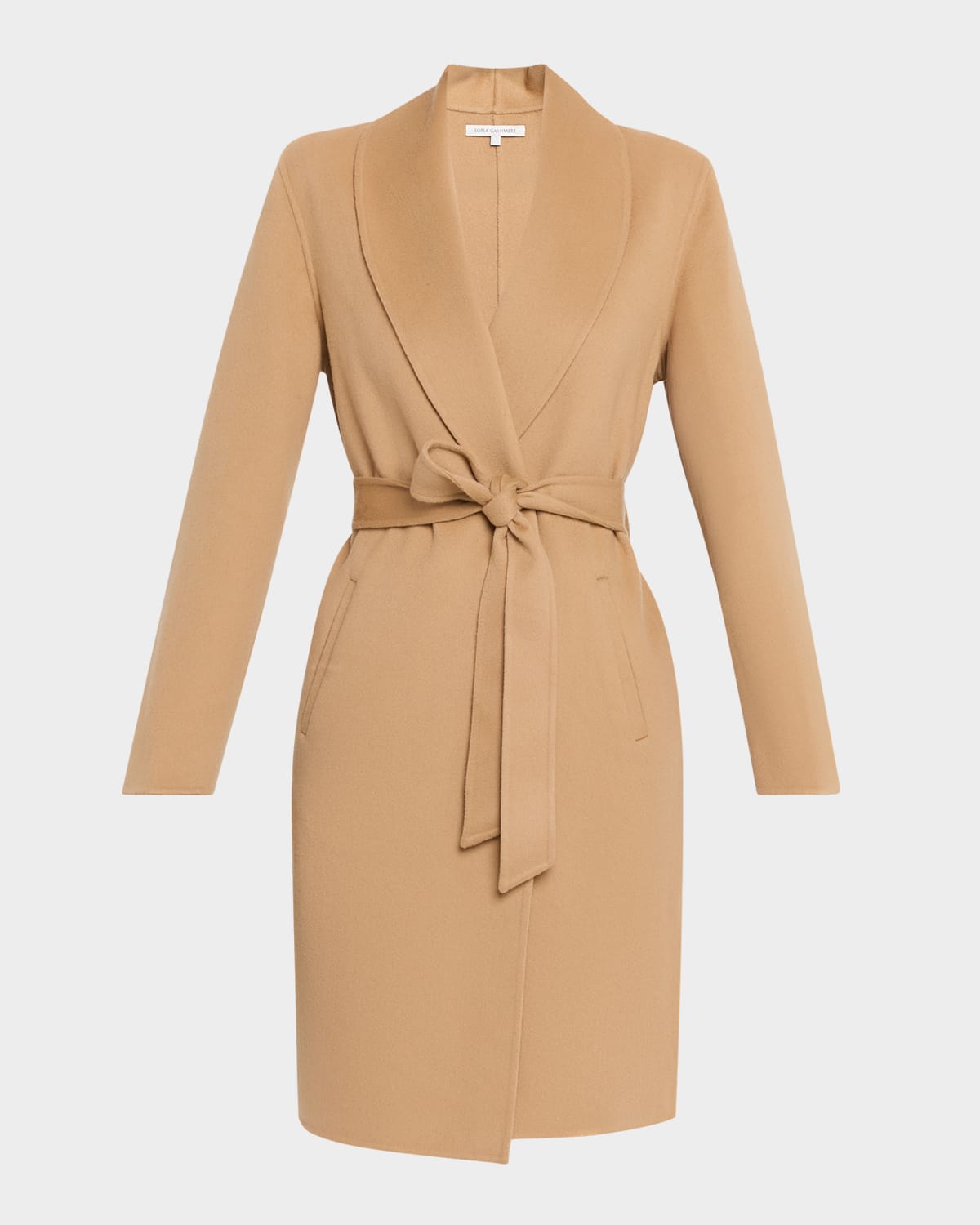 Sofia Cashmere Double-face Belted Wrap Coat In Brown
