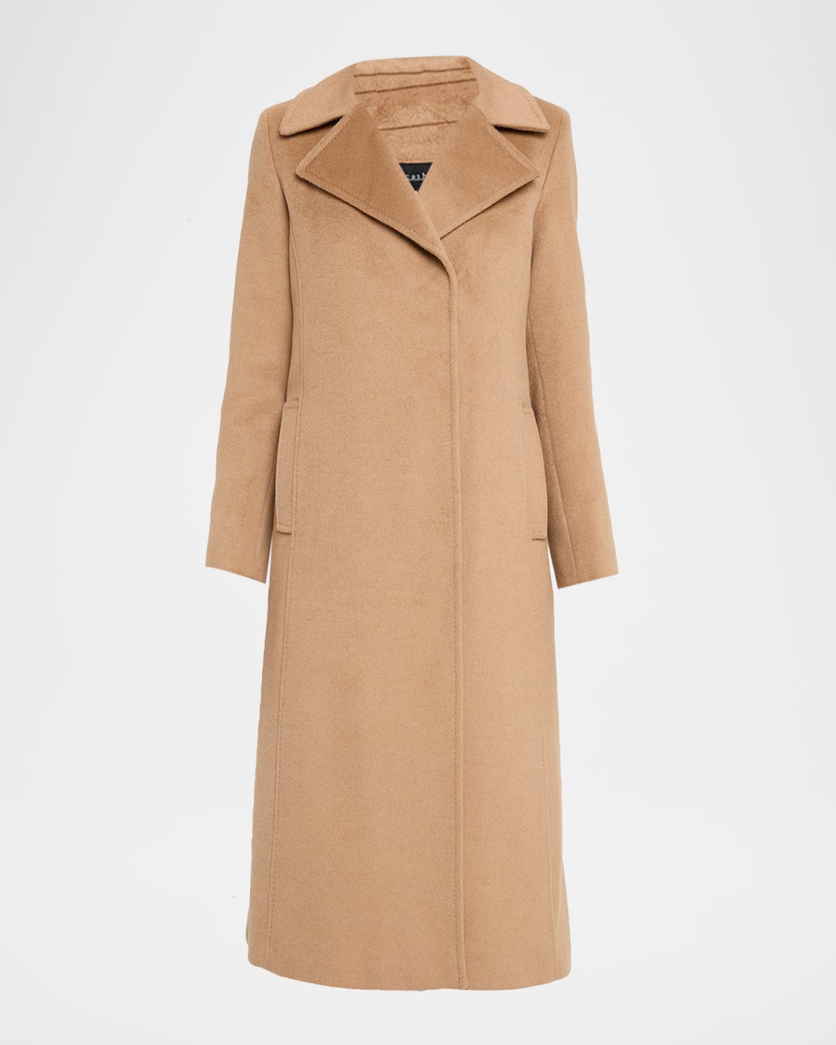 Sofia Cashmere Pure Baby Camel Hair Asymmetrical Long Coat In Brown
