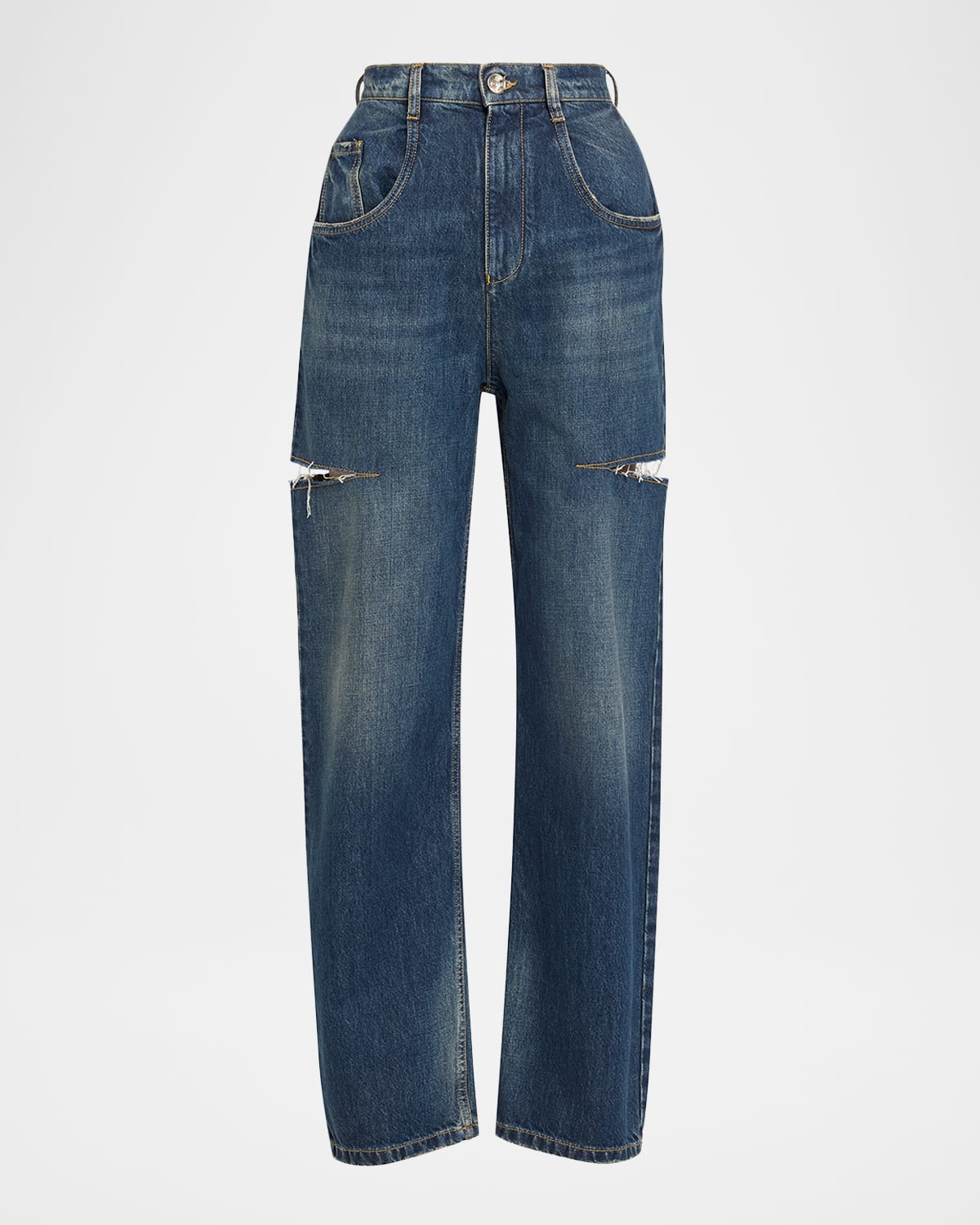 Maison Margiela Slash Slit Barrel-leg Jeans In Blue