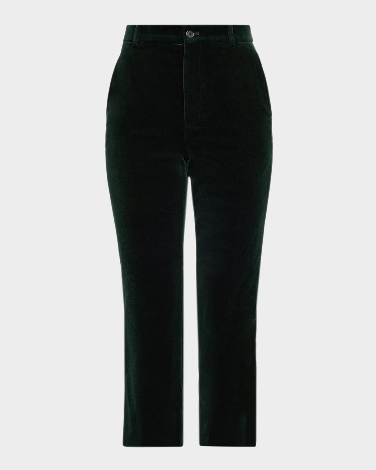 Saint Laurent Cropped Cotton-velvet Slim-leg Pants In Black