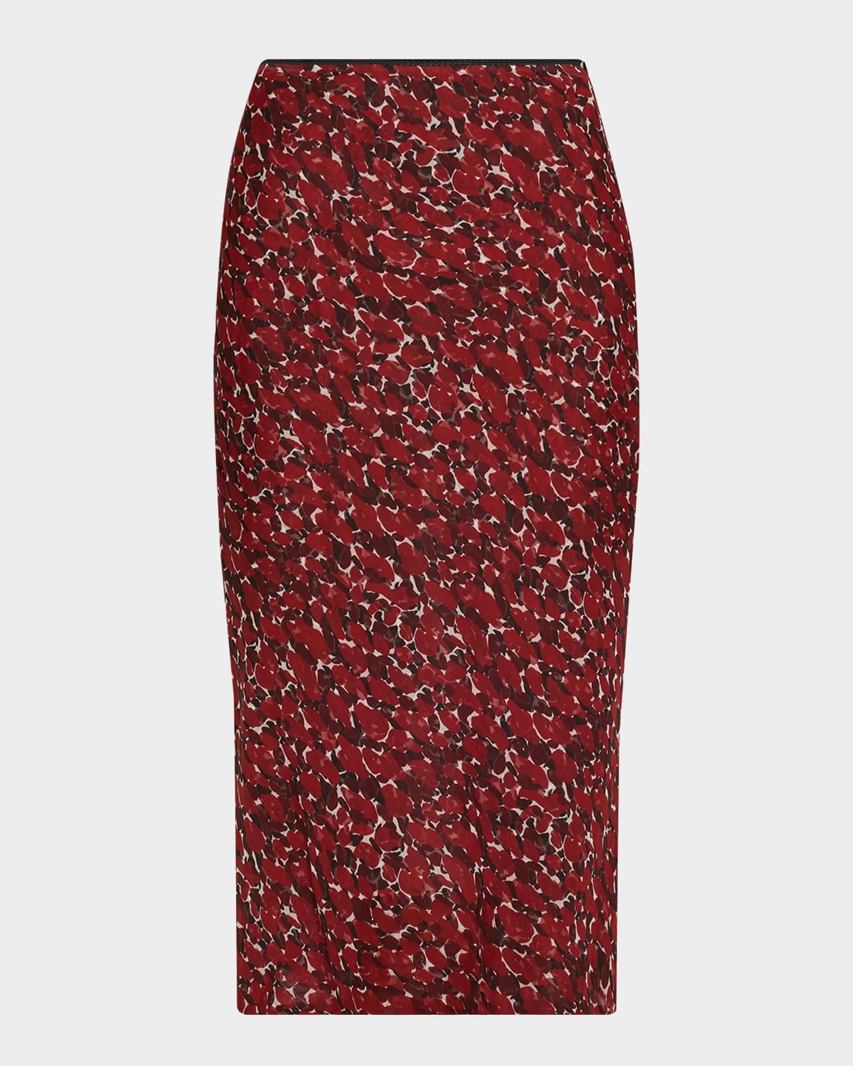 Saint Laurent Printed Cotton-silk Midi Skirt In Red