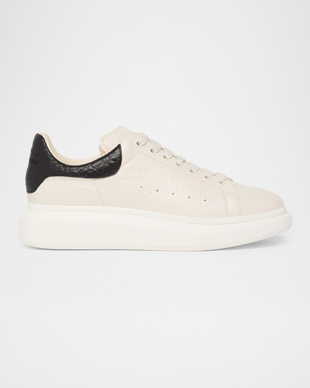 McQueen Men 's Oversized Grainy Leather Low-Top Sneakers