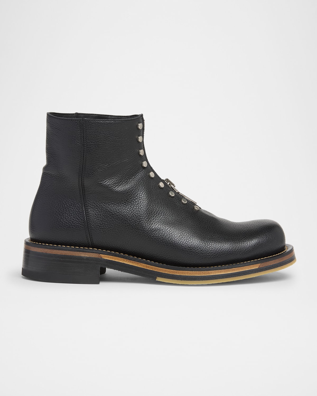 Alexander Mcqueen Chunky Sole Round Toe Studded Ankle Boots In Black