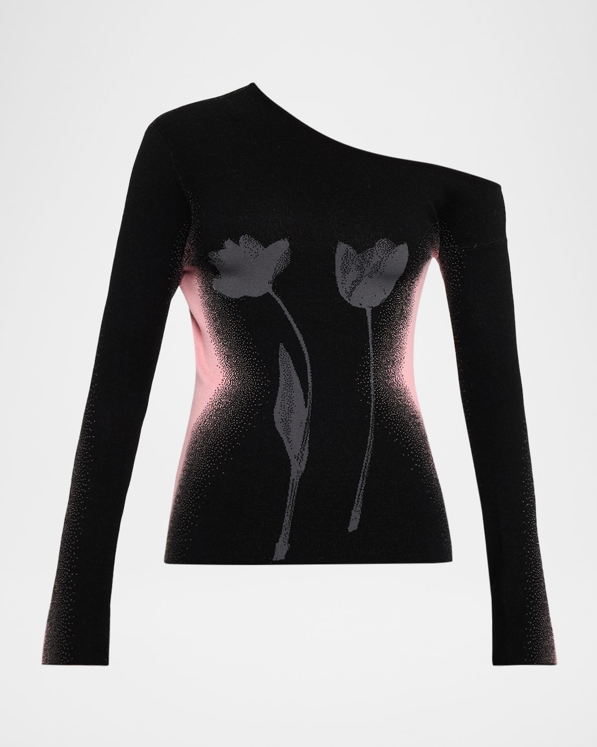 Ph5 Melia Asymmetric Long-sleeve Top In Black