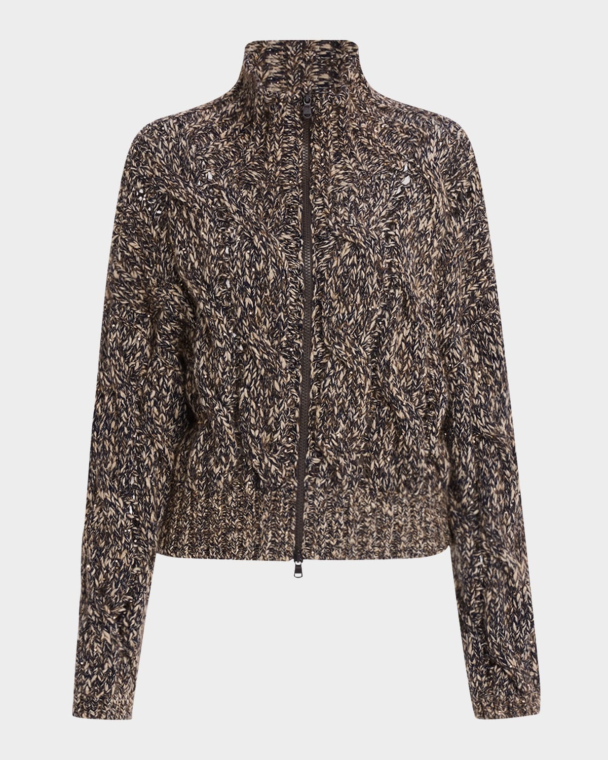 Brunello Cucinelli Braided Cardigan In Brown