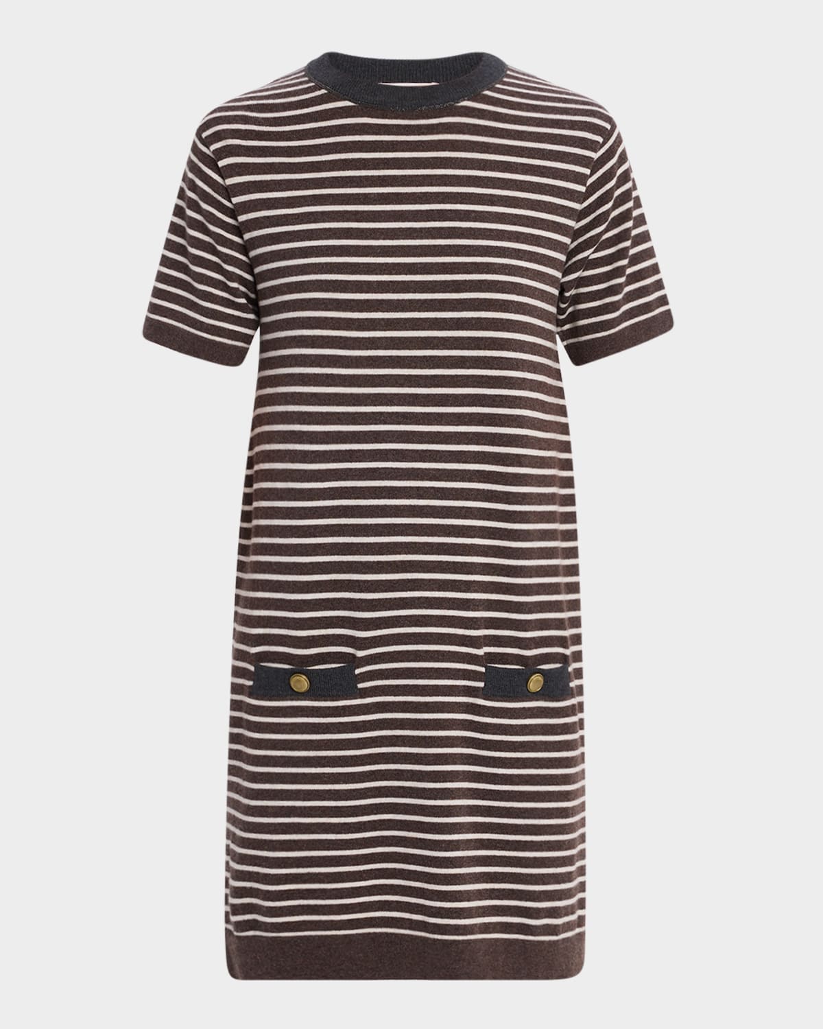 Brunello Cucinelli Striped Wool-Cashmere Mini T-Shirt Dress
