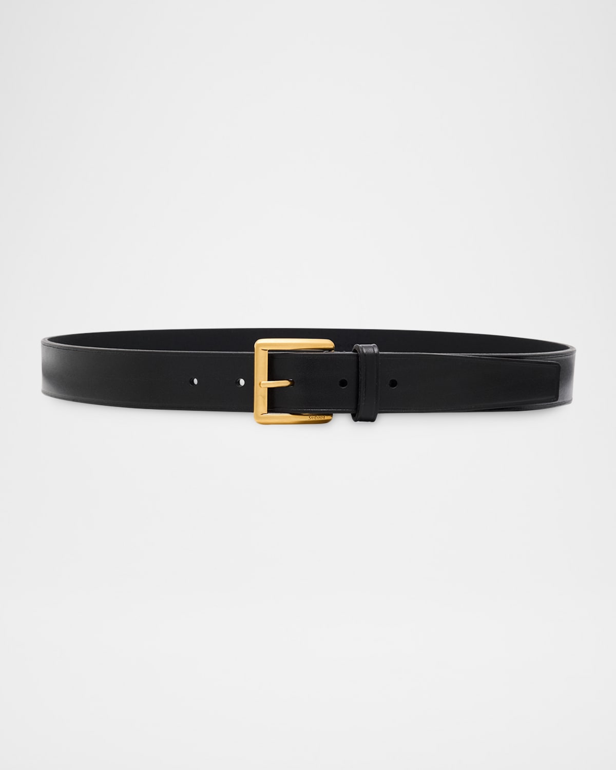 Saint Laurent Minimal Leather Belt In Black