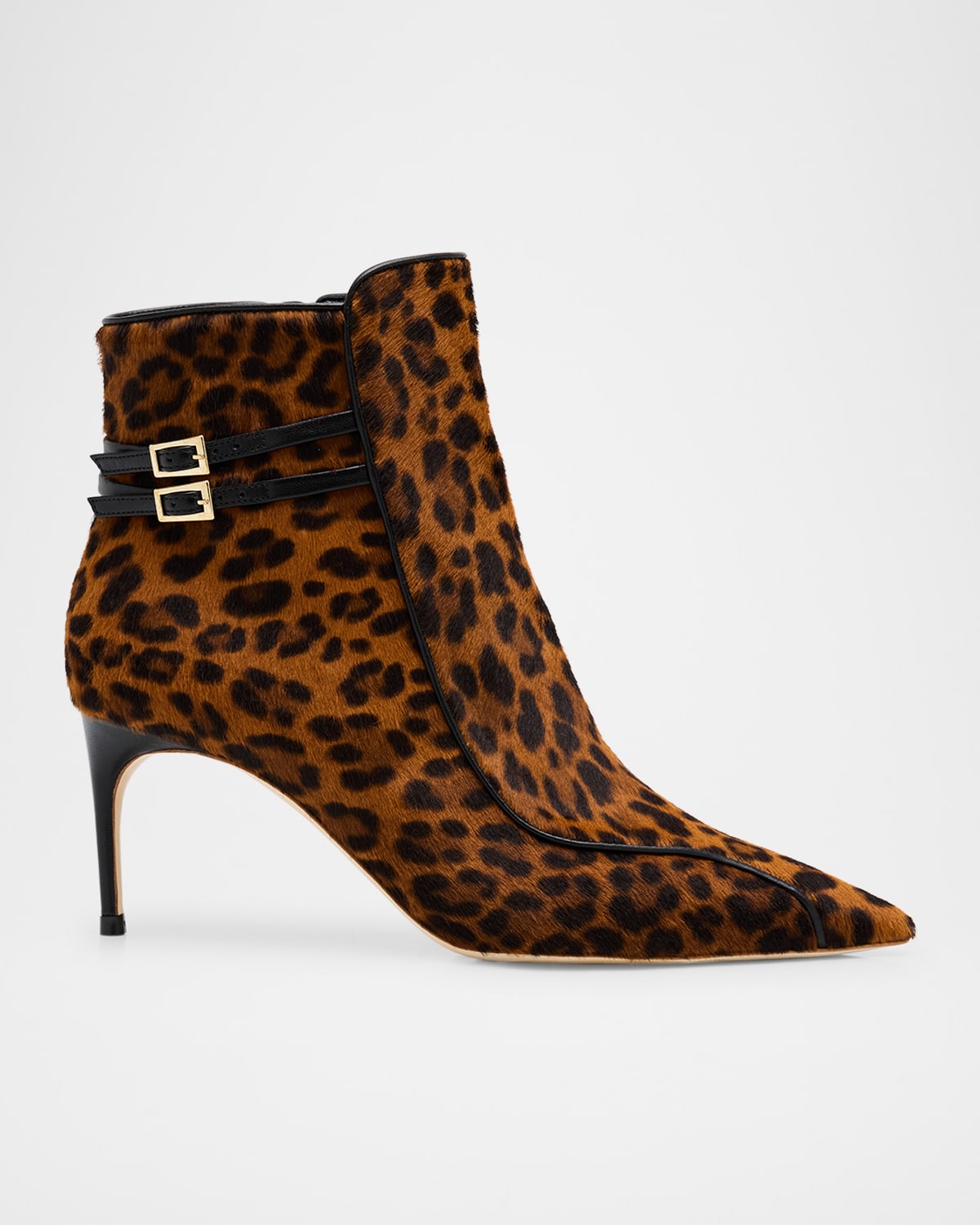 Malone Souliers Giordana Leopard Calf Hair Buckle Booties In Animal Print