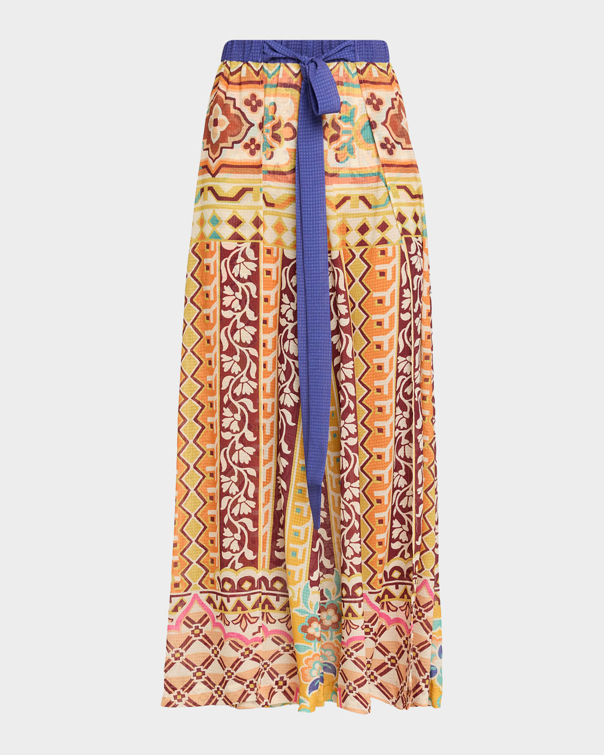 Etro Printed Satin Jacquard Wide-Leg Beach Pants