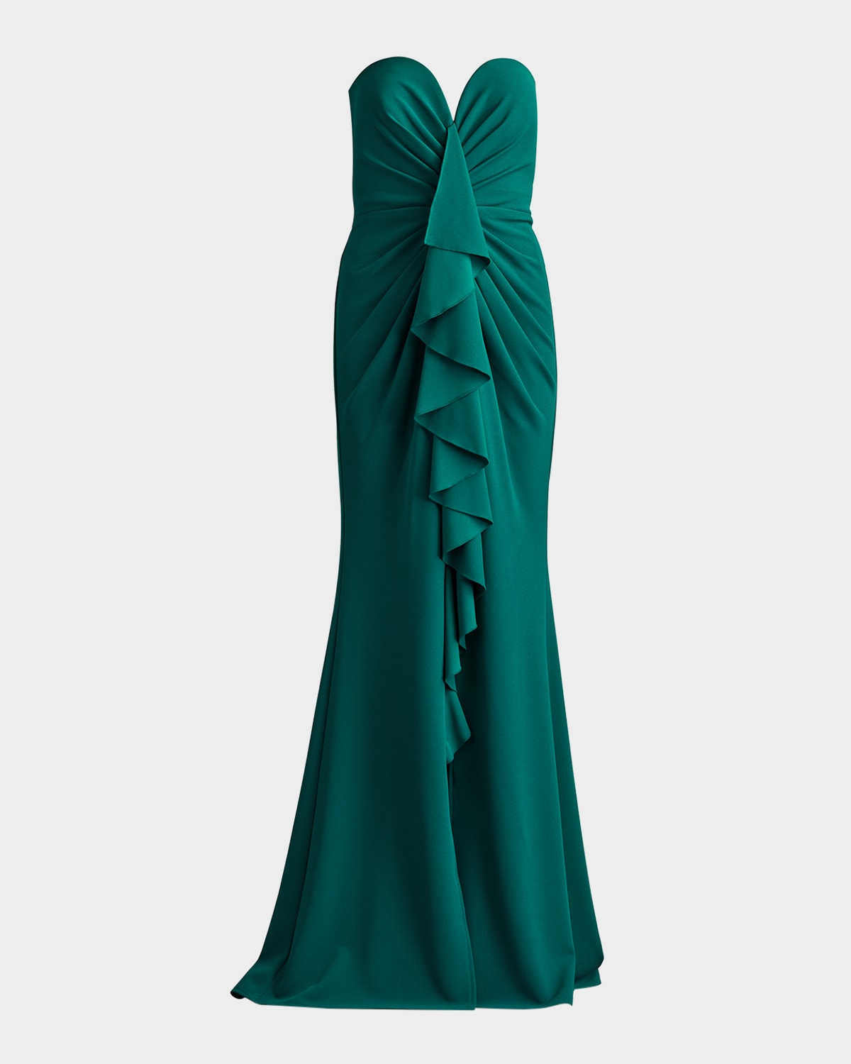 Strapless Ruffle Crepe Gown