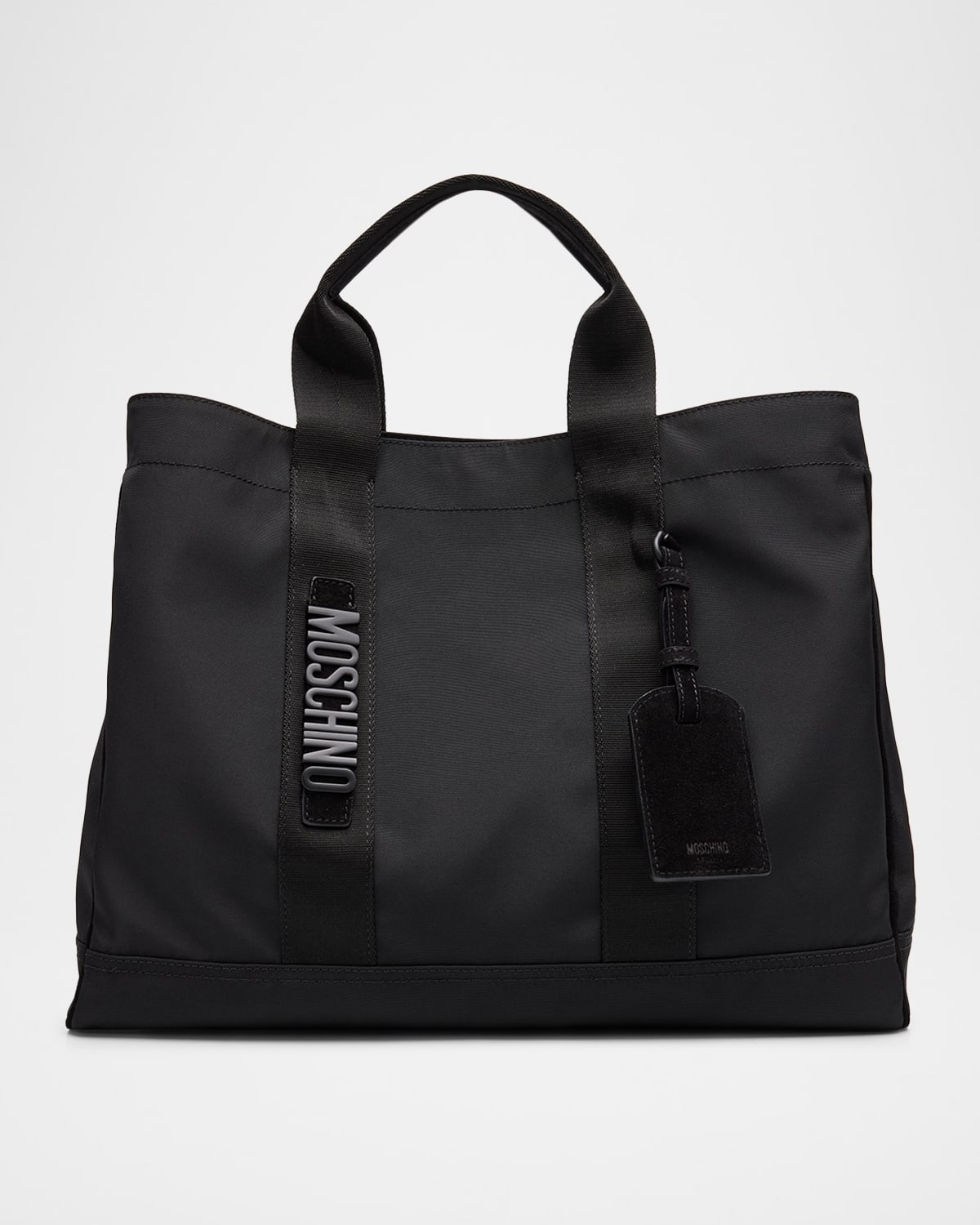 Moschino Men's Carry Me Cordura Medium Tote Bag With Crossbody Strap In Black