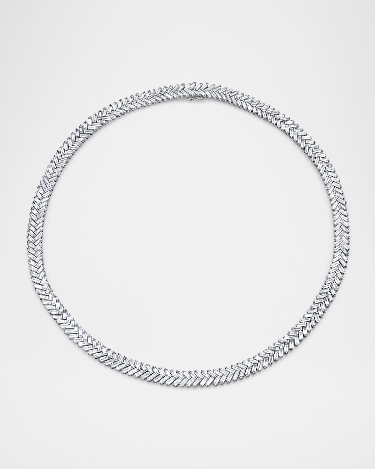 18K White Gold Baguette Diamond Zipper Choker
