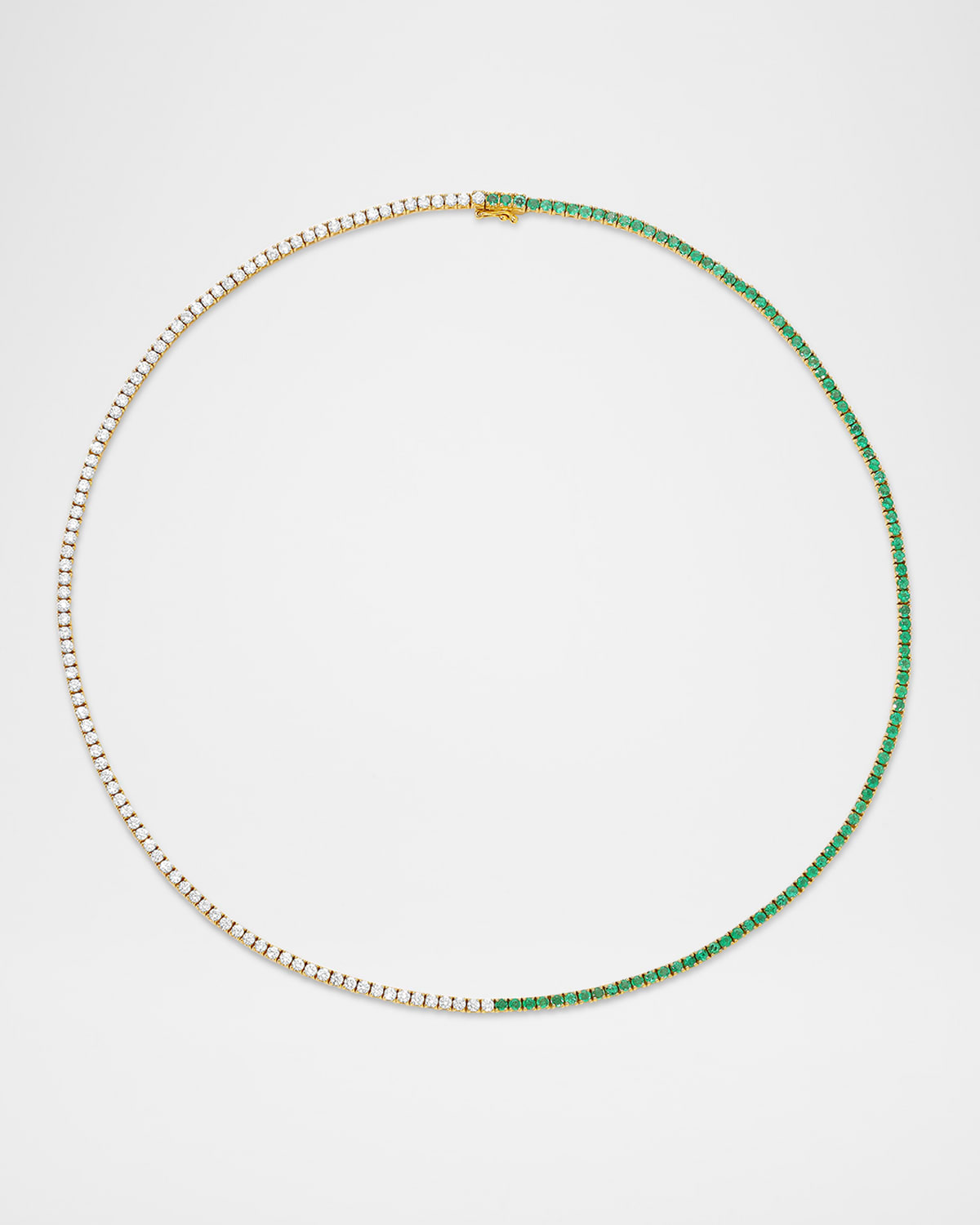 18K Yellow Gold Emerald and Diamond Hepburn Choker