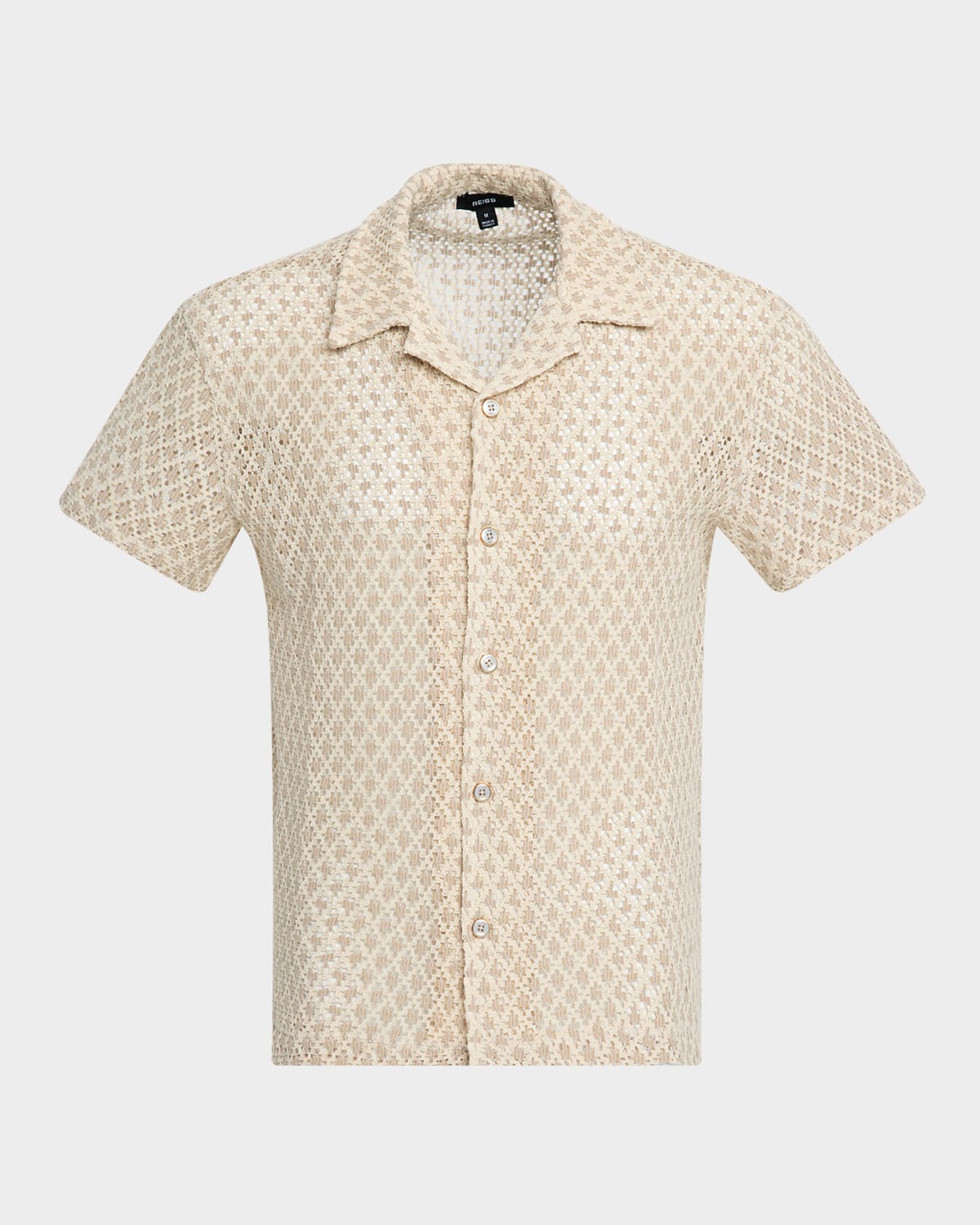 Reiss Men's Sterling Crochet Camp Shirt In Neutral