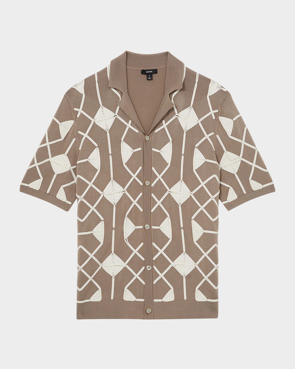 Men's Terrazzo Geometric Embroidery Knit Camp Shirt