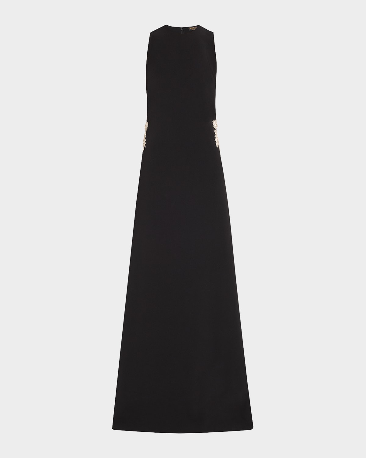 Reem Acra Embellished Heavy Crepe Cady Sleeveless Maxi Dress In Black