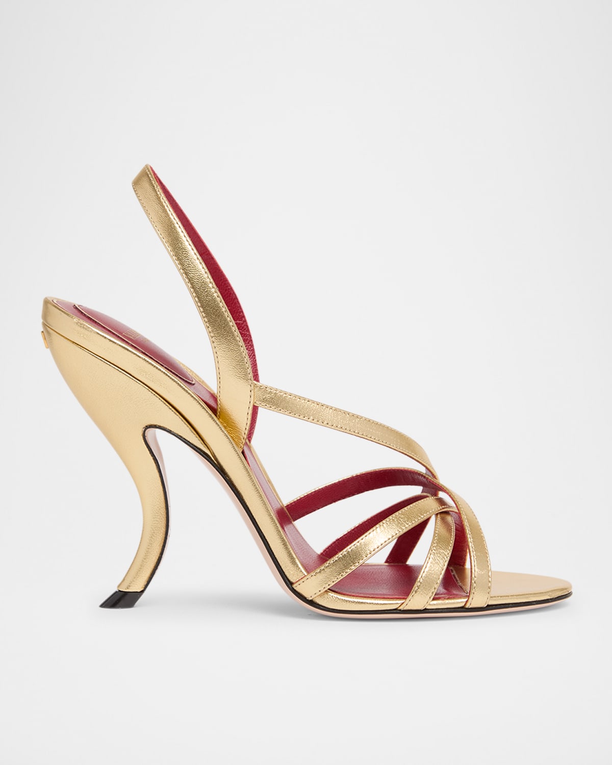 Valentino Garavani Fetishique Metallic Leather Sandals In Gold