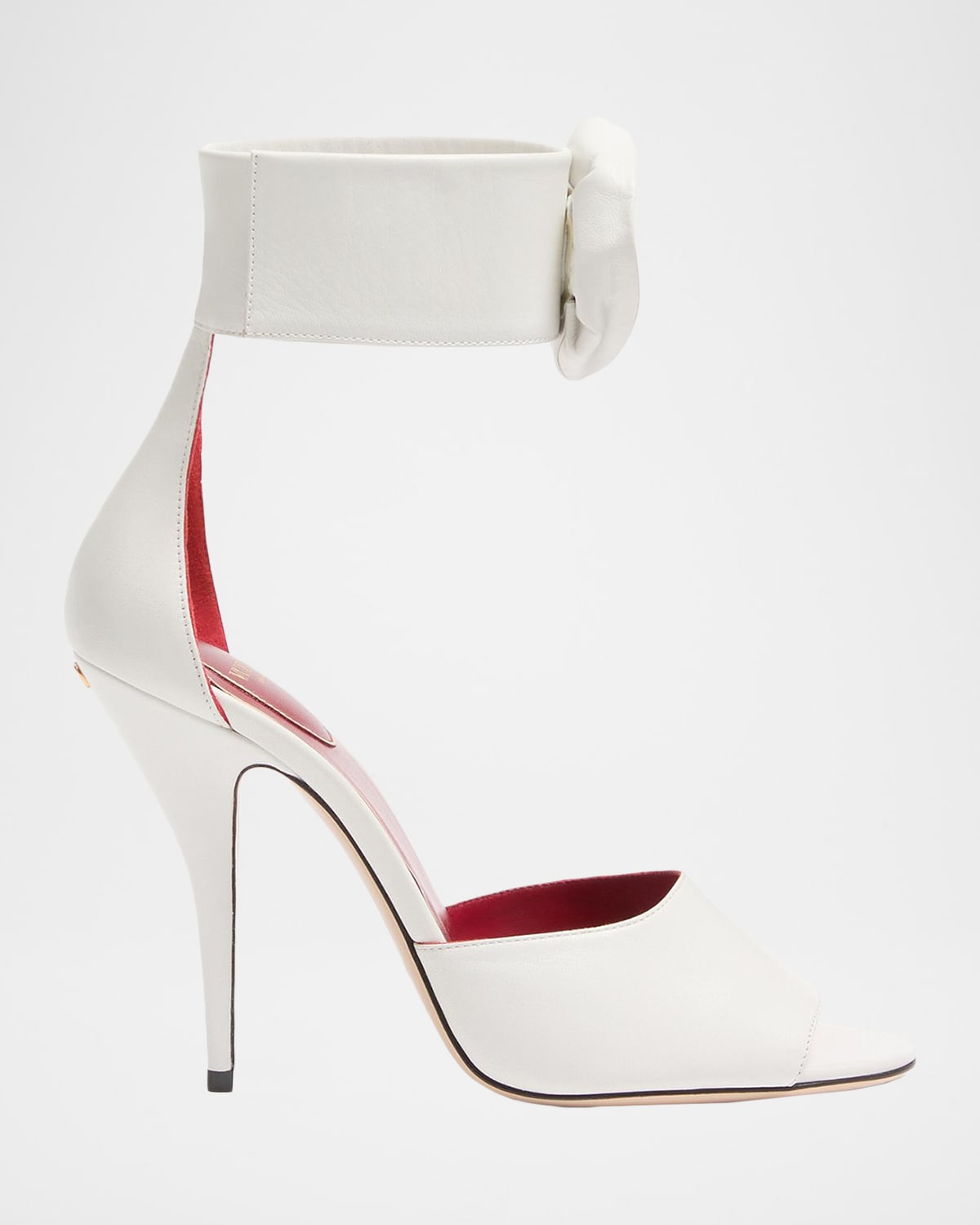 Valentino Garavani Embellished Rose Leather Sandals In White