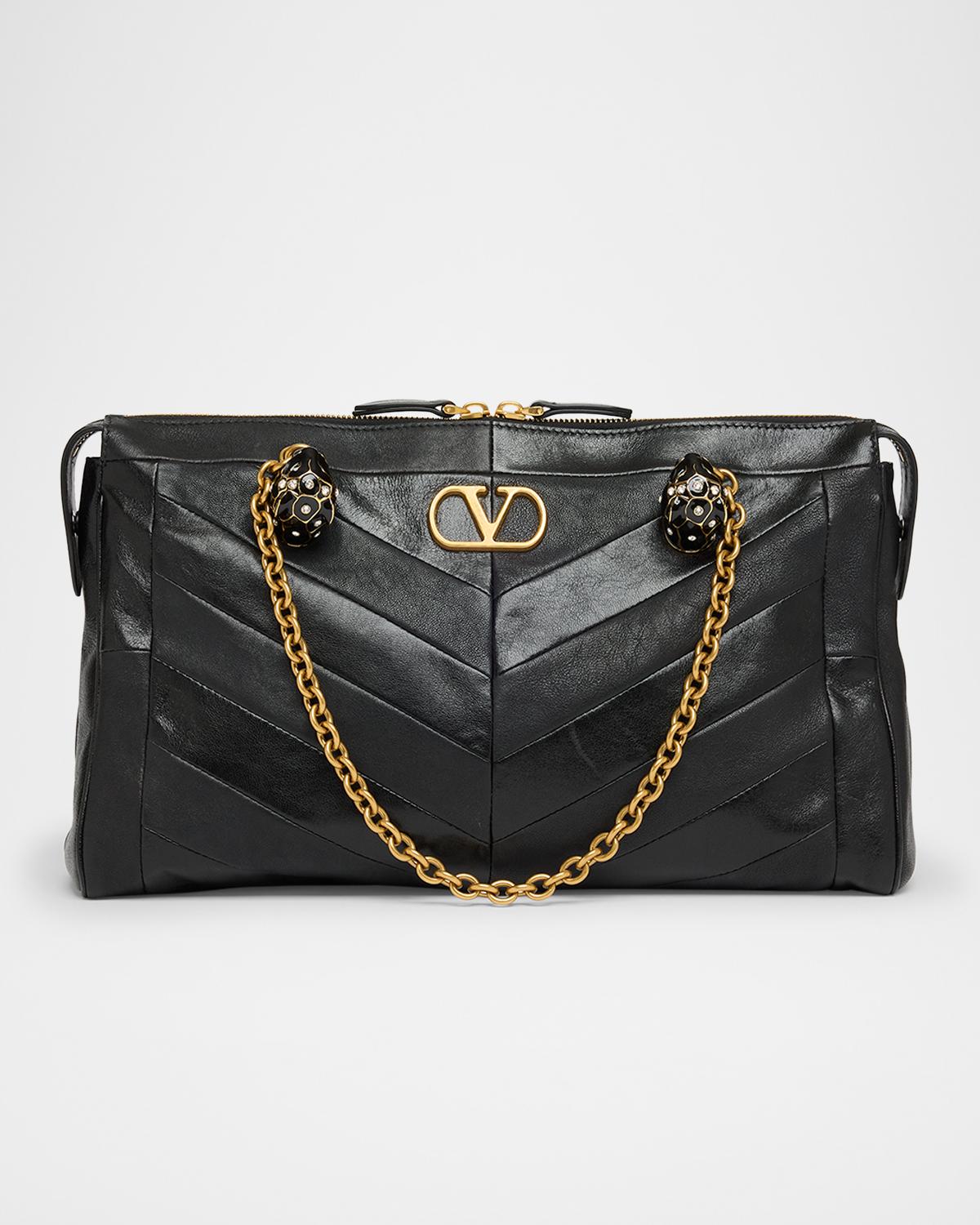 Panthea Medium Patchwork Chevron Shoulder Bag