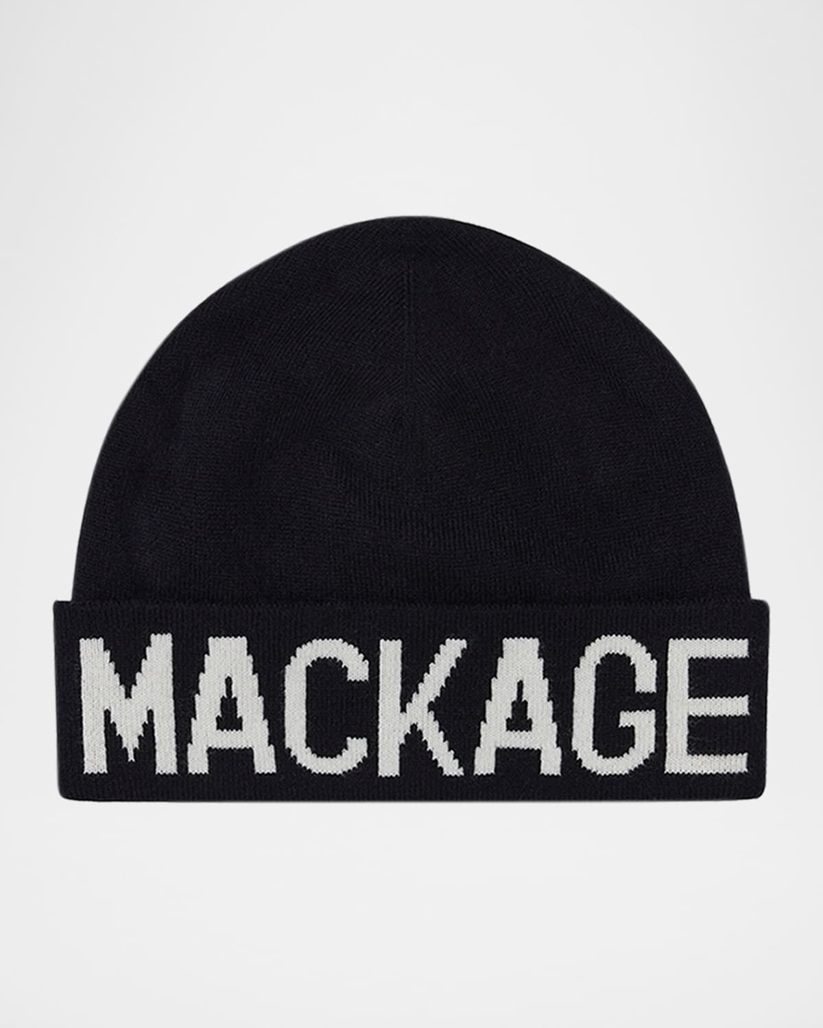 Mackage Kid's Kiko Logo Jacquard Beanie In Black
