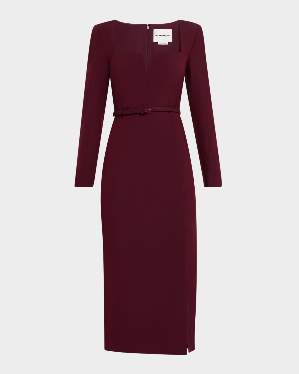 Roland Mouret Cutout Wool And Silk-blend Midi Dress In Burgundy