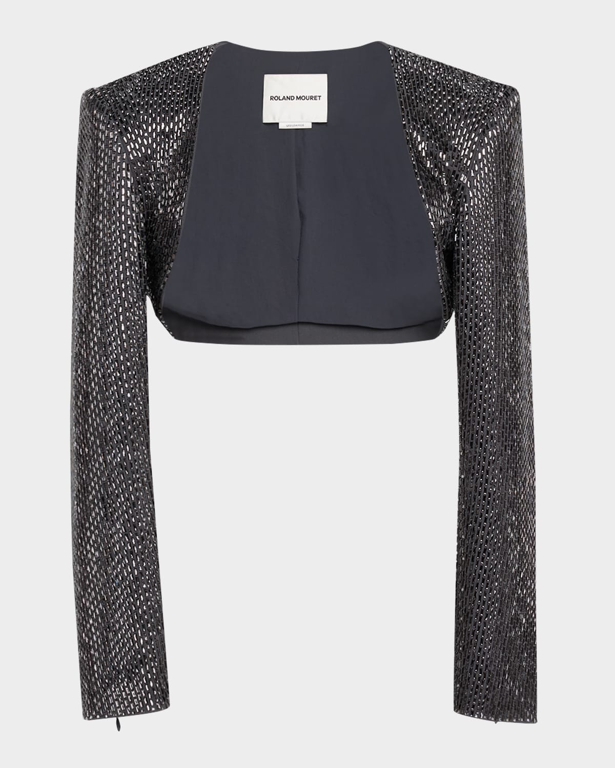 Roland Mouret Diamante Crepe Bolero Jacket In Gray