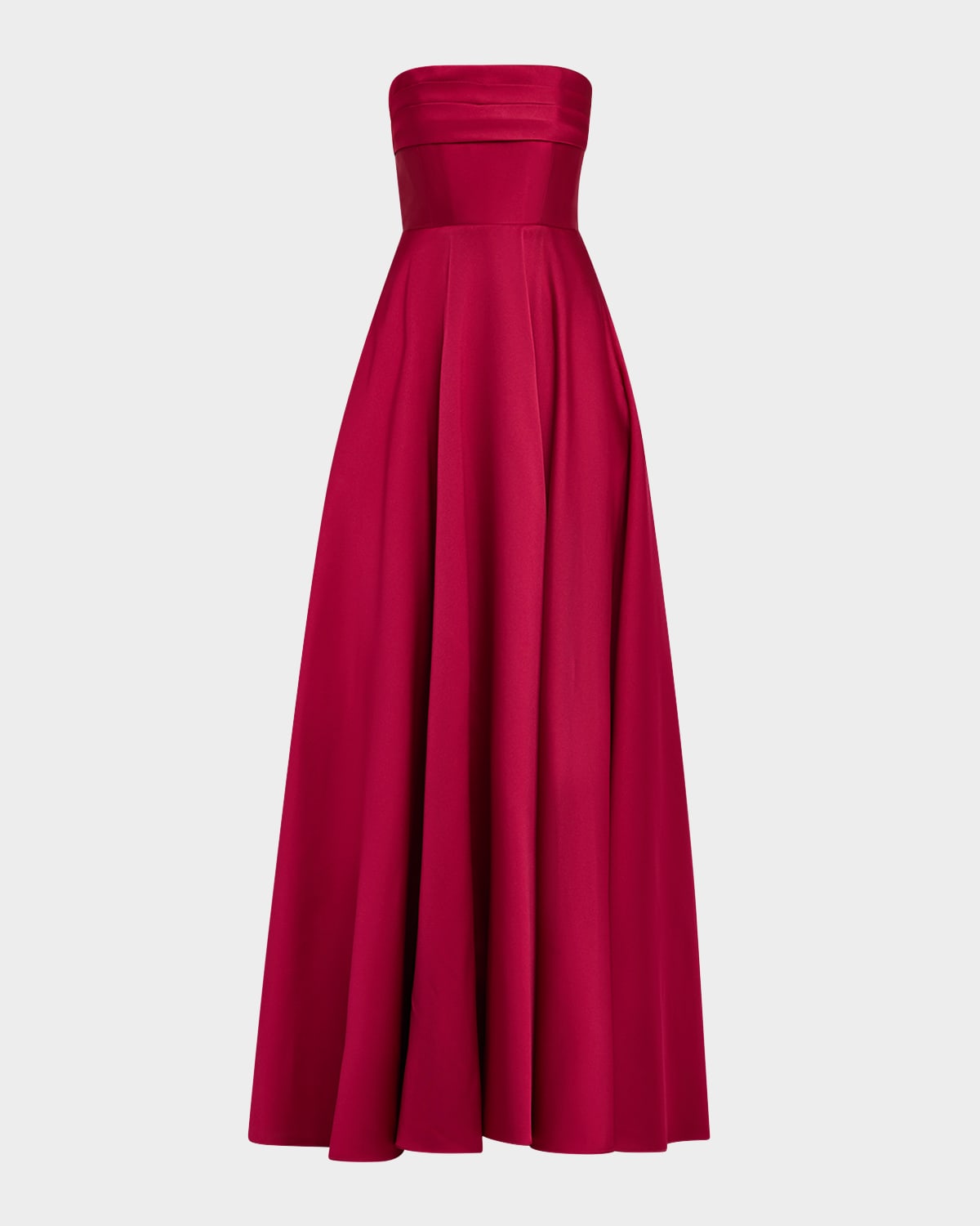 Roland Mouret Strapless Taffeta Maxi Dress With A Ball Skirt In Burgundy