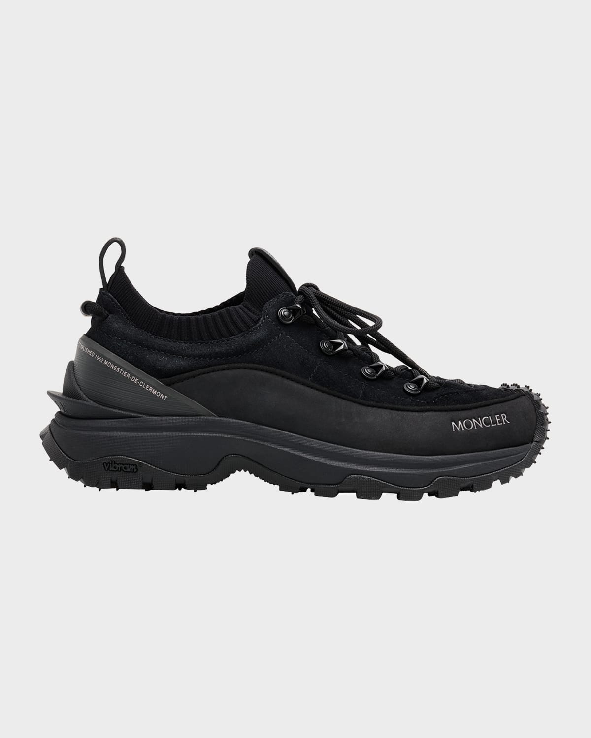 Moncler Trailgrip Lite 3 Nubuck And Suede Sneakers In Black