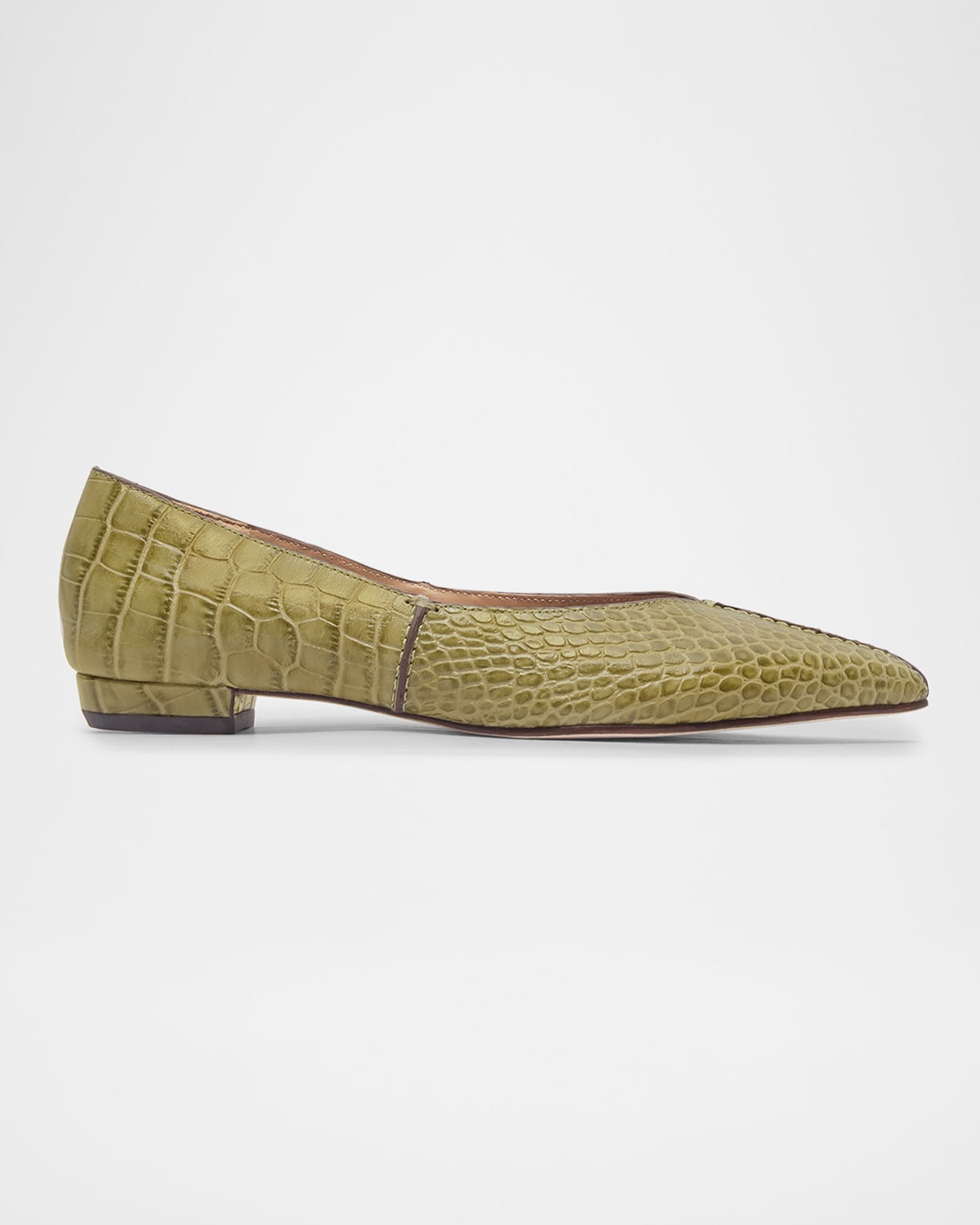 Bernardo Lana Croc-embossed Leather Ballet Flats In Green