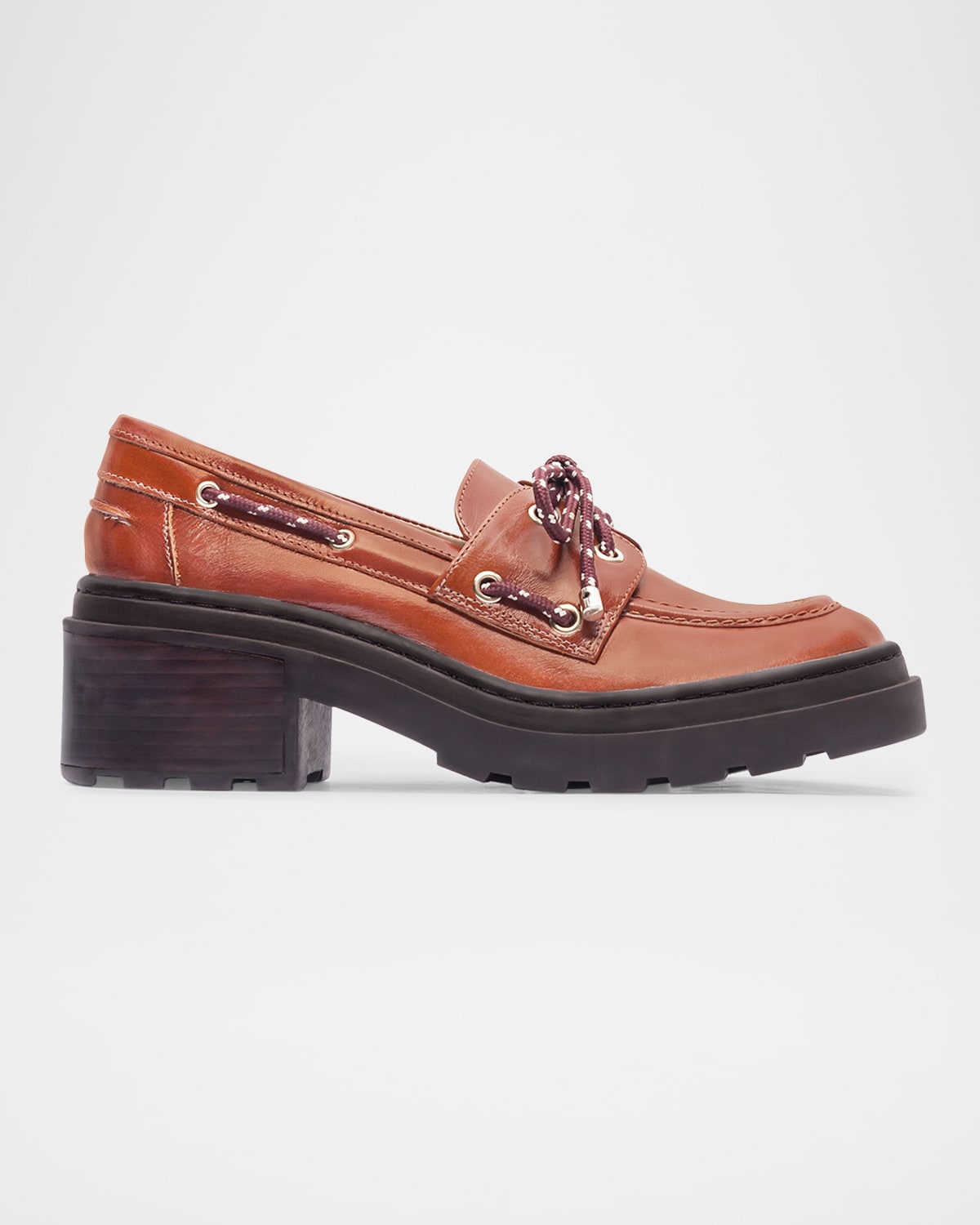 Bernardo Nico Leather Lug-sole Boat Loafers In Brown