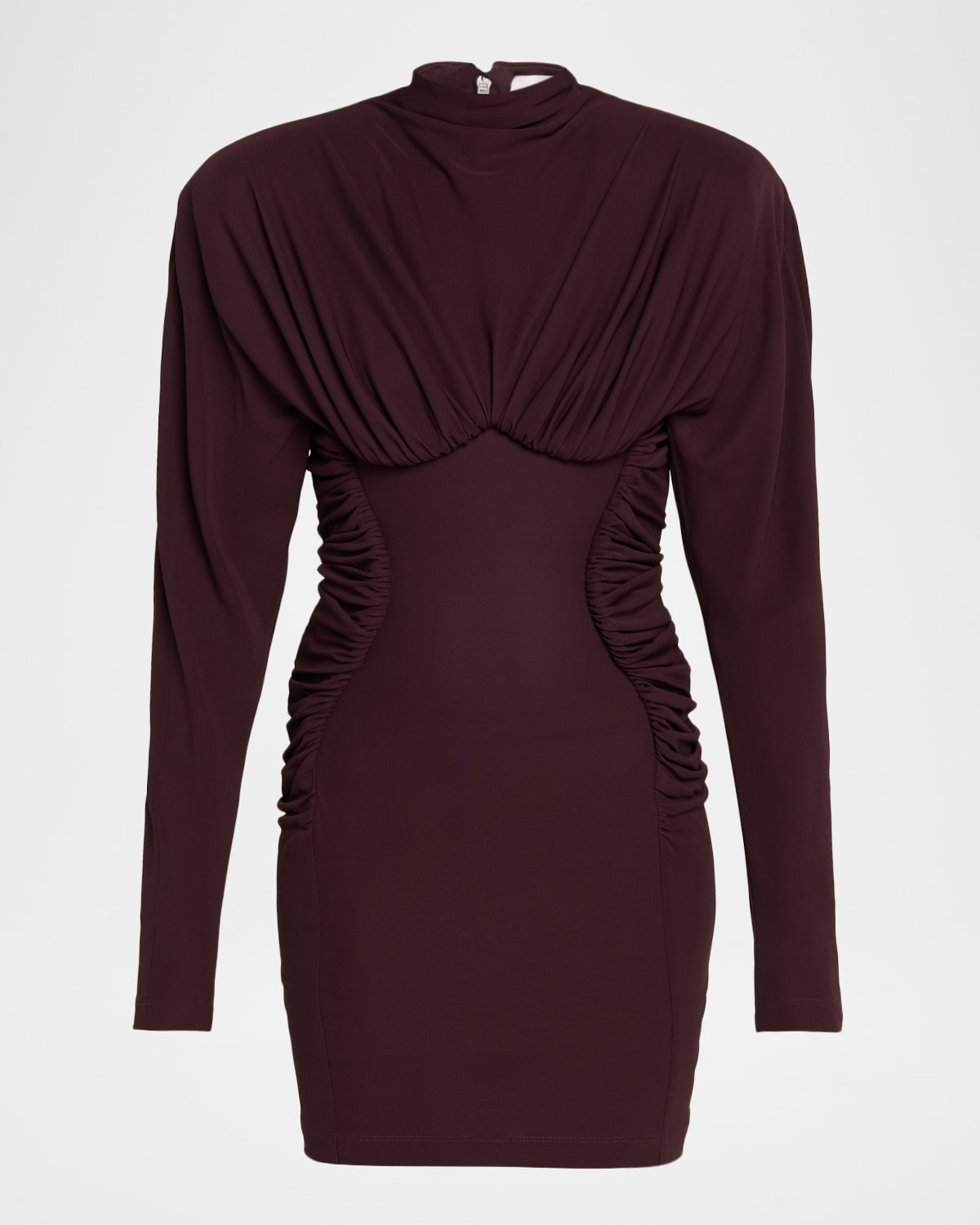Stella Mccartney Pleated High-neck Long-sleeve Mini Dress In Multi
