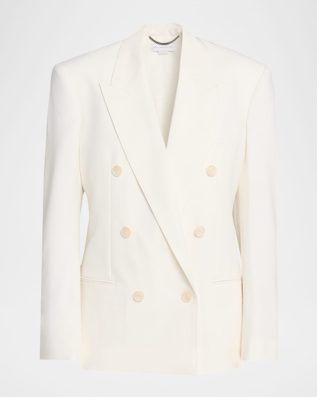 Stella Mccartney Double-breasted Wool Canvas Tuxedo Blazer In White