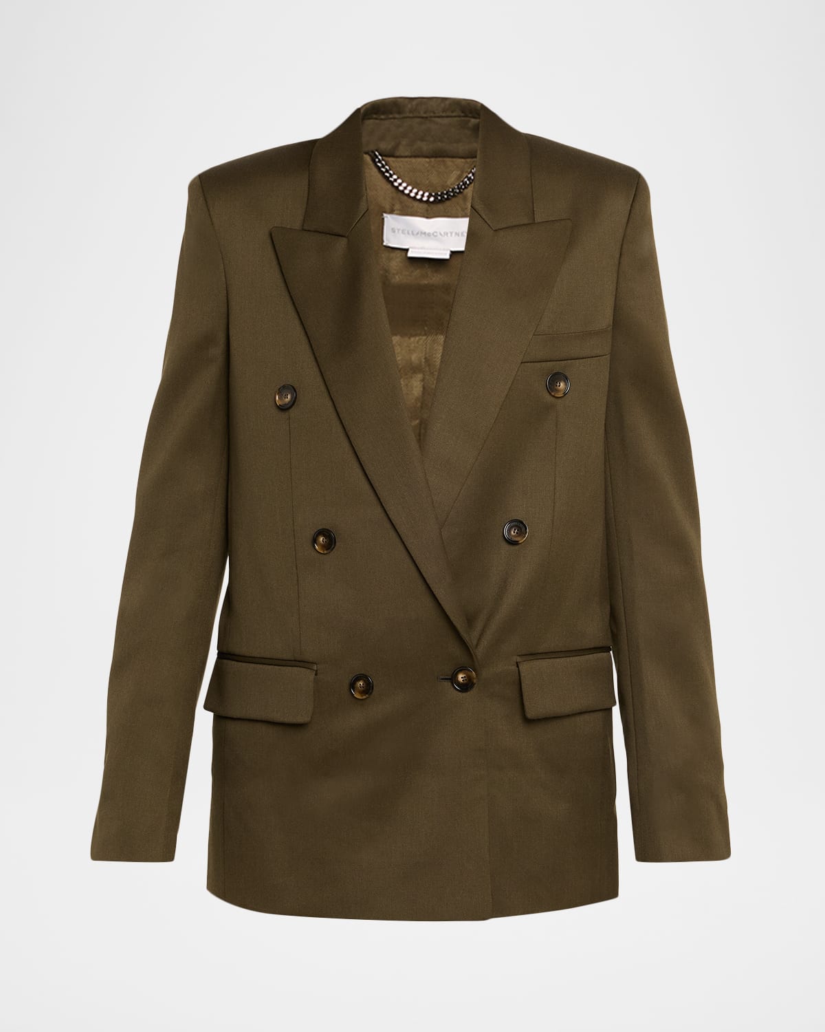 Stella Mccartney Shiny Wool Double-breasted Jacket In Brown