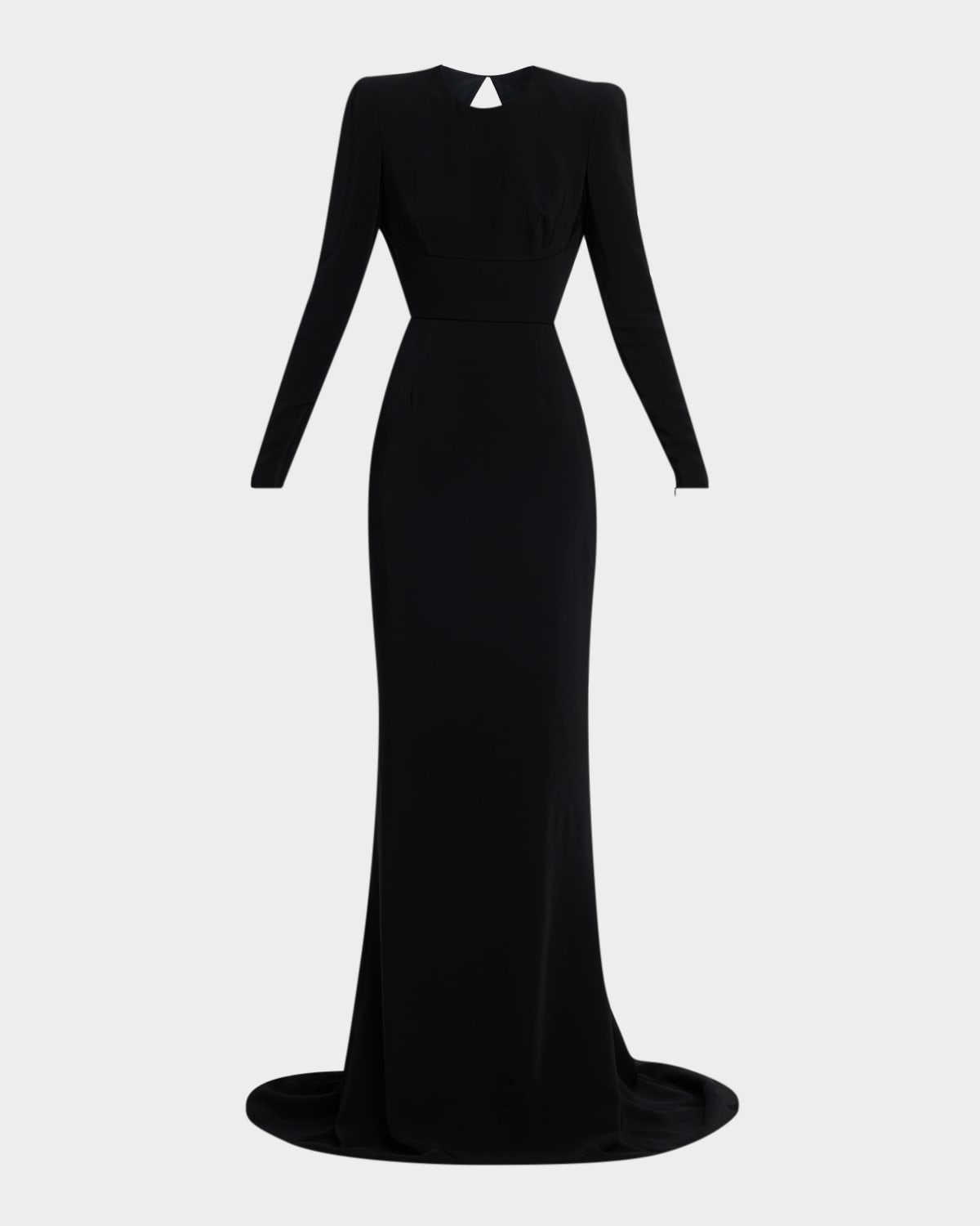 Stella Mccartney Strong-shoulder Backless Trumpet Gown In Black