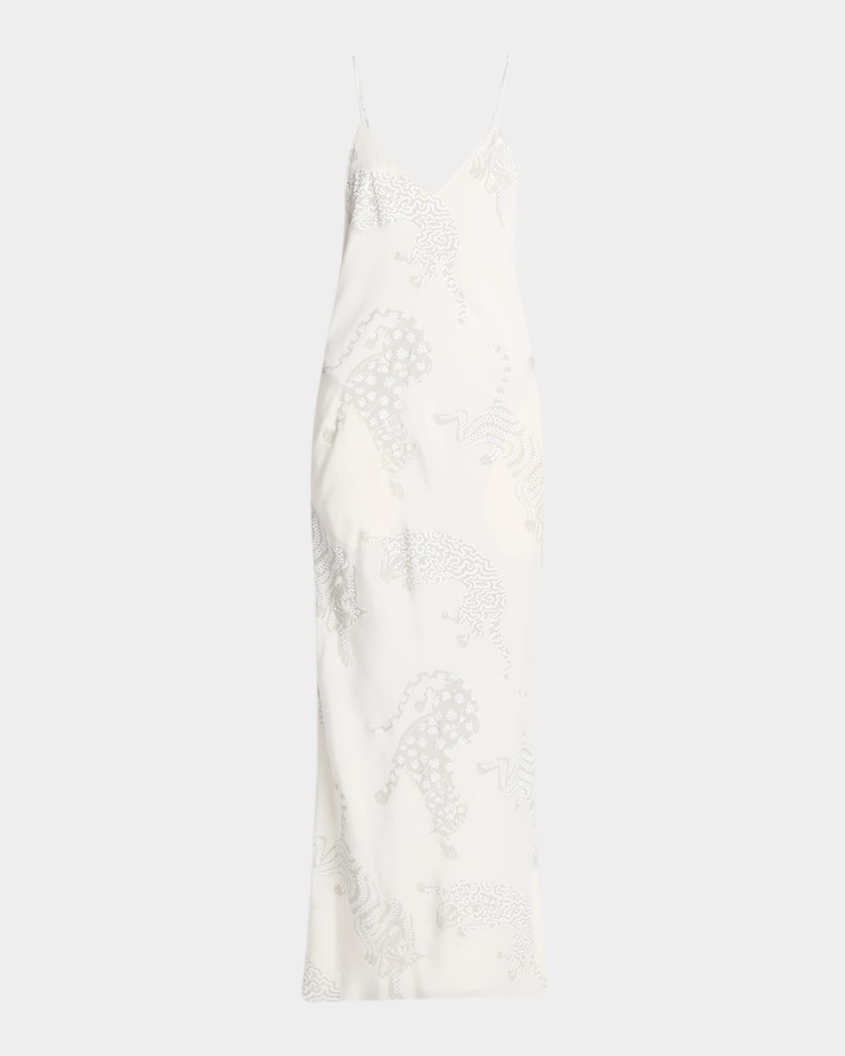 Wild Cat-Print Silk Backless Slip Gown
