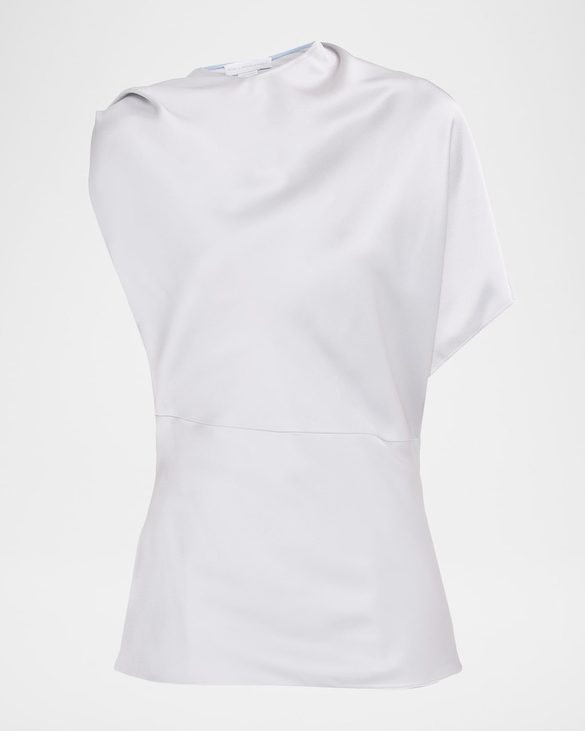 Stella Mccartney Asymmetric Drape Satin Top In Blue