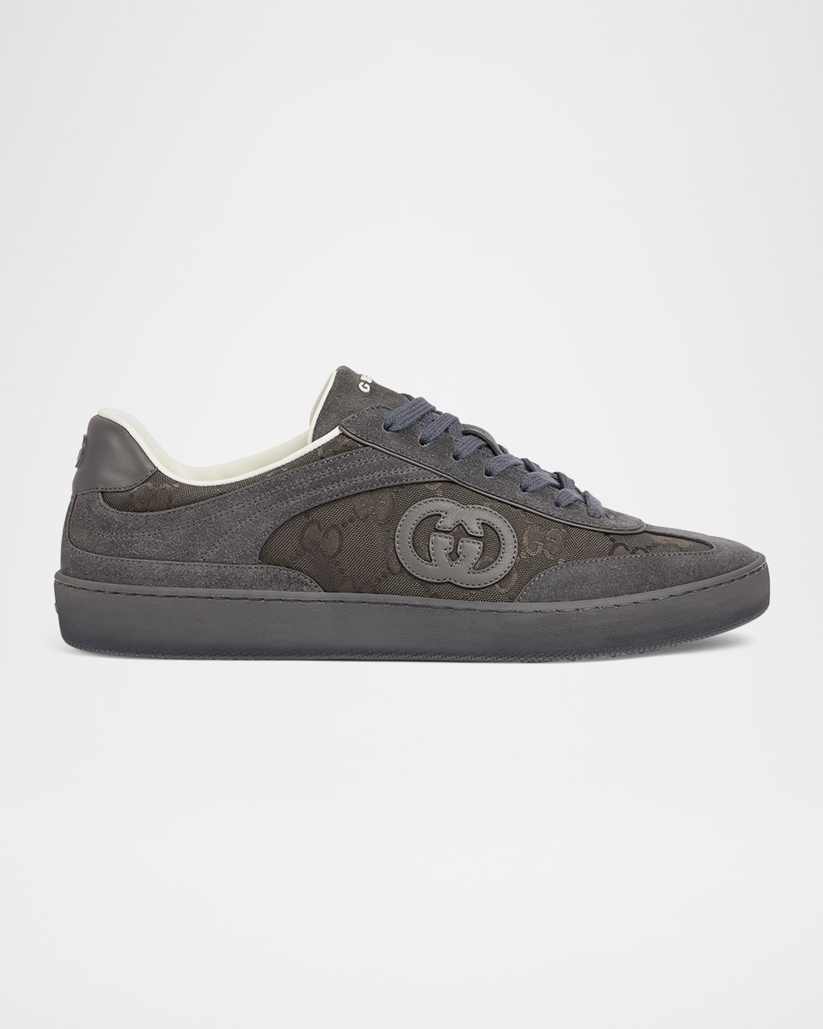 Gucci Mens G74 Tonal Canvas And Suede Sneakers In Gray