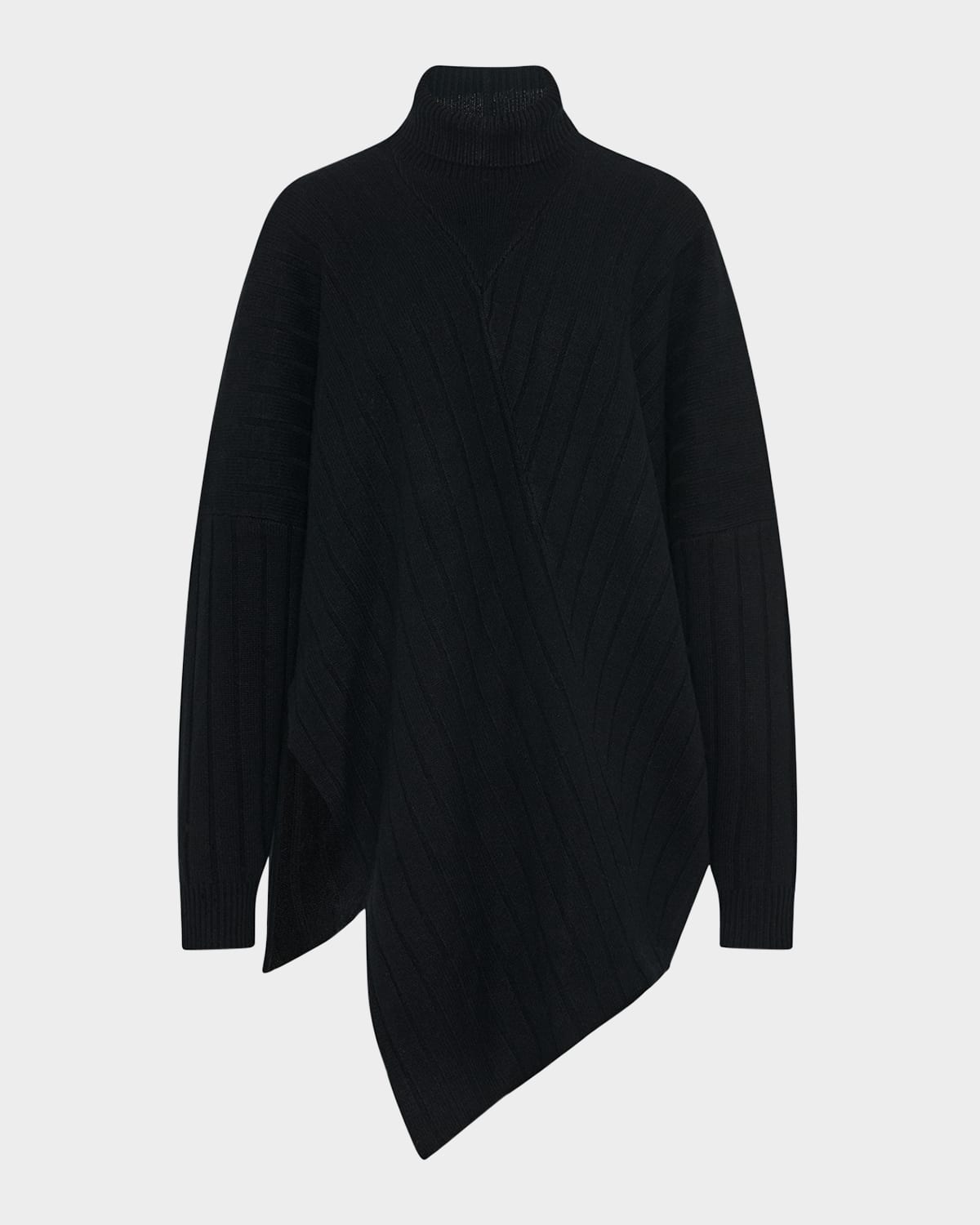 Rosetta Getty Asymmetric Turtleneck Wool-cashmere Sweater In Black