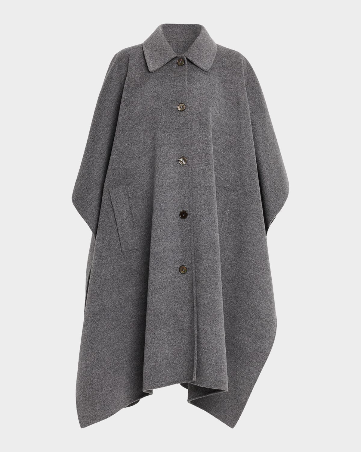 Michael Kors Collared Wool Poncho Coat In Gray