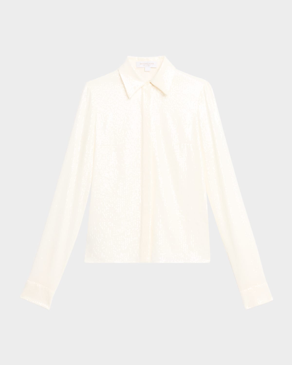 Michael Kors Hansen Sequined Button-down Shirt In White