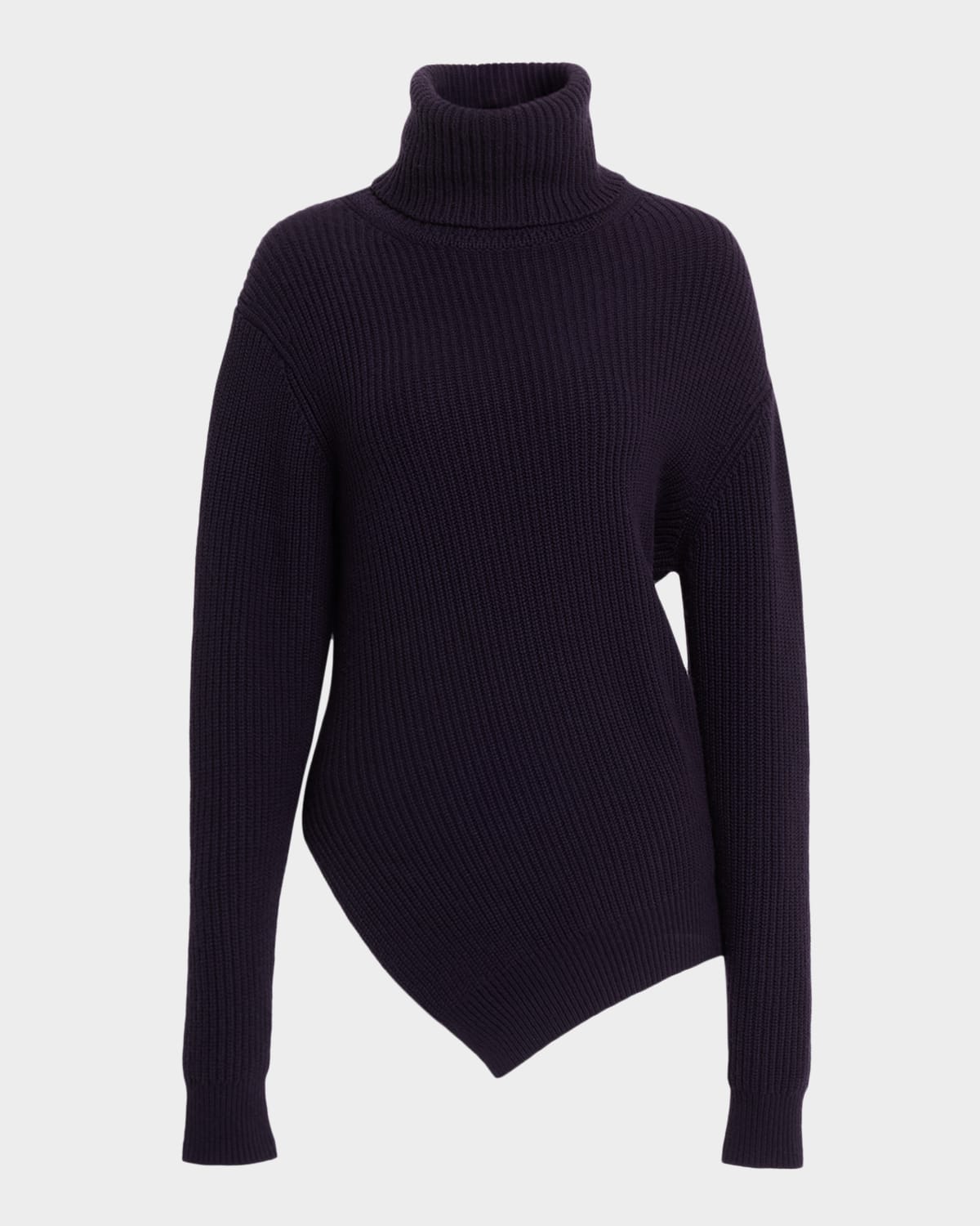 Michael Kors Collection Bias Hem Cashmere Turtleneck Sweater In Purple