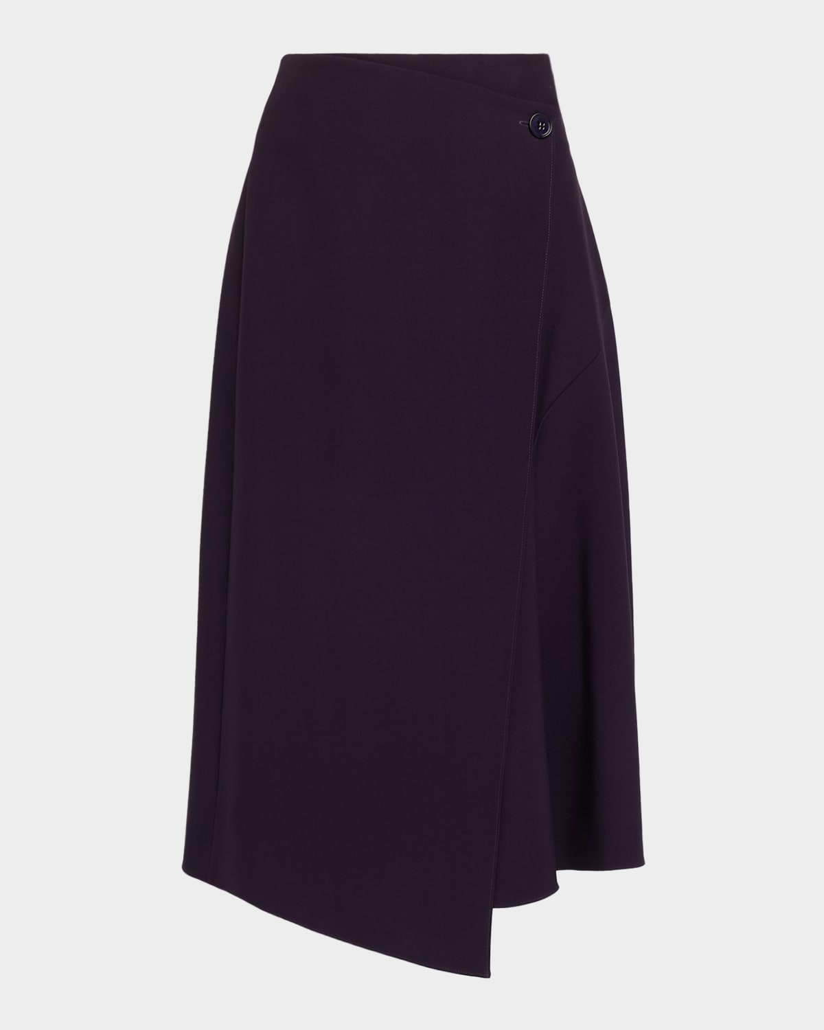 Michael Kors Draped Wool Broadcloth Wrap Midi Skirt In Purple