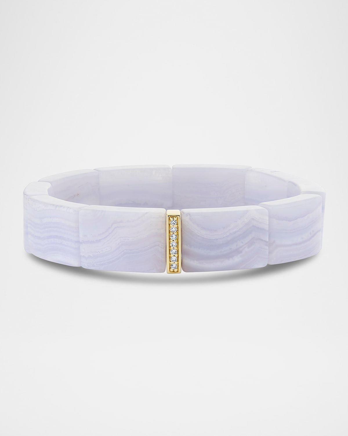14K Pave Spacer Bead on Blue Lace Agate Bracelet