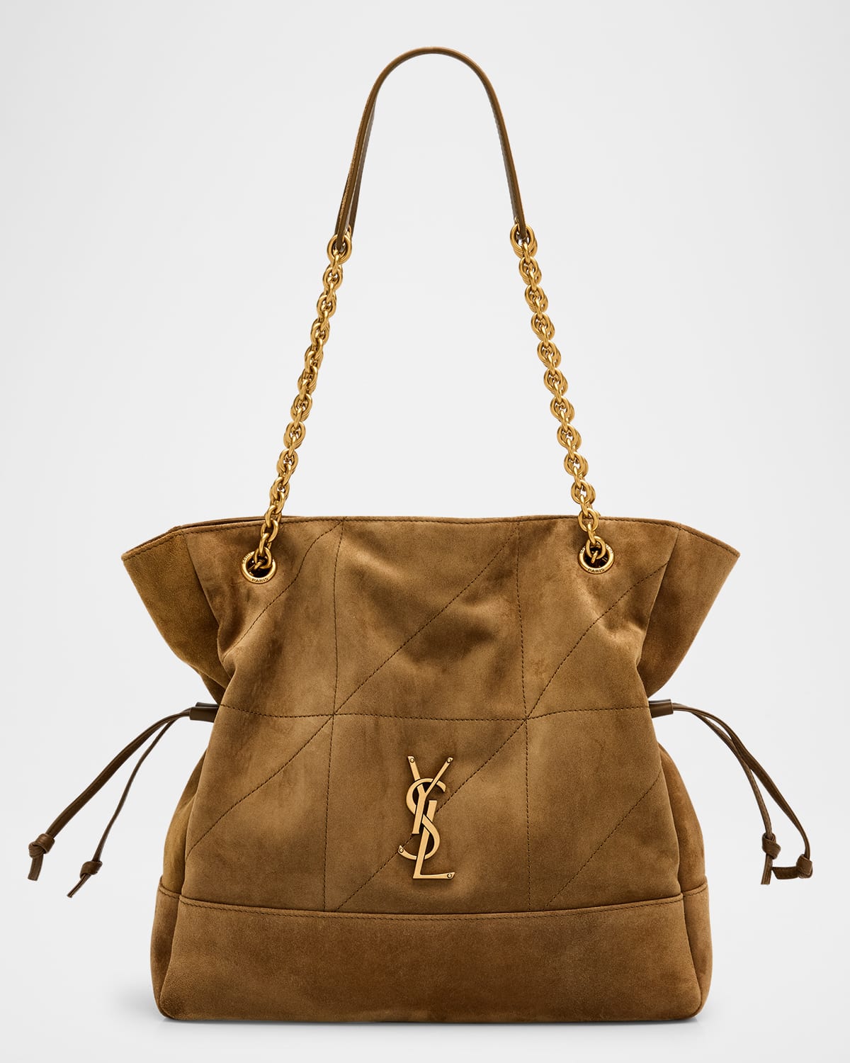 Saint Laurent Jamie 4.3 Medium Ysl Tote Bag In Suede In Green