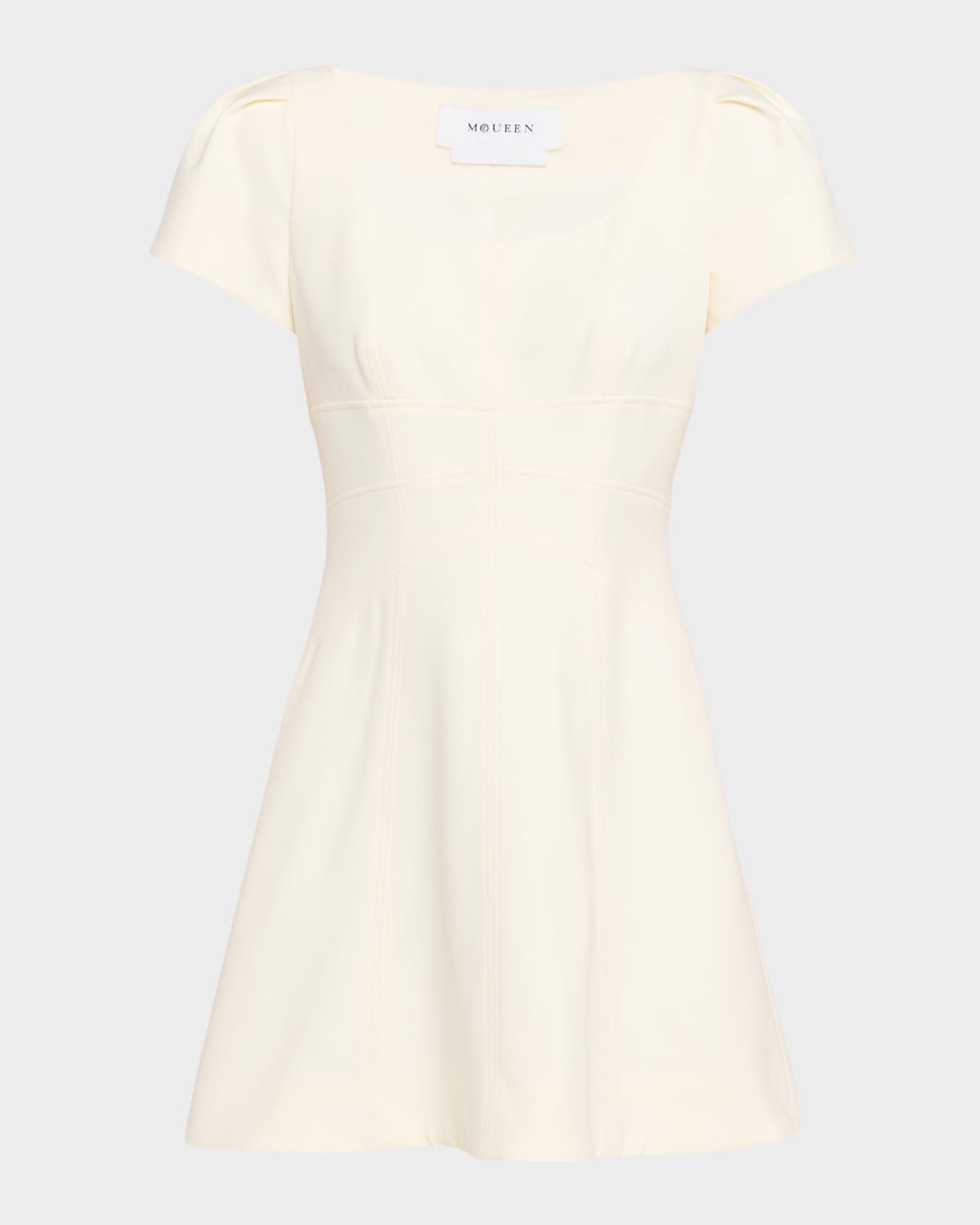Alexander Mcqueen Square-neck Short-sleeve Mini Day Dress In White