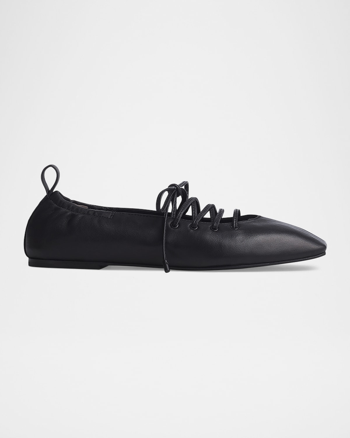 Rag & Bone Sophia Lace-up Leather Ballerina Flats In Black